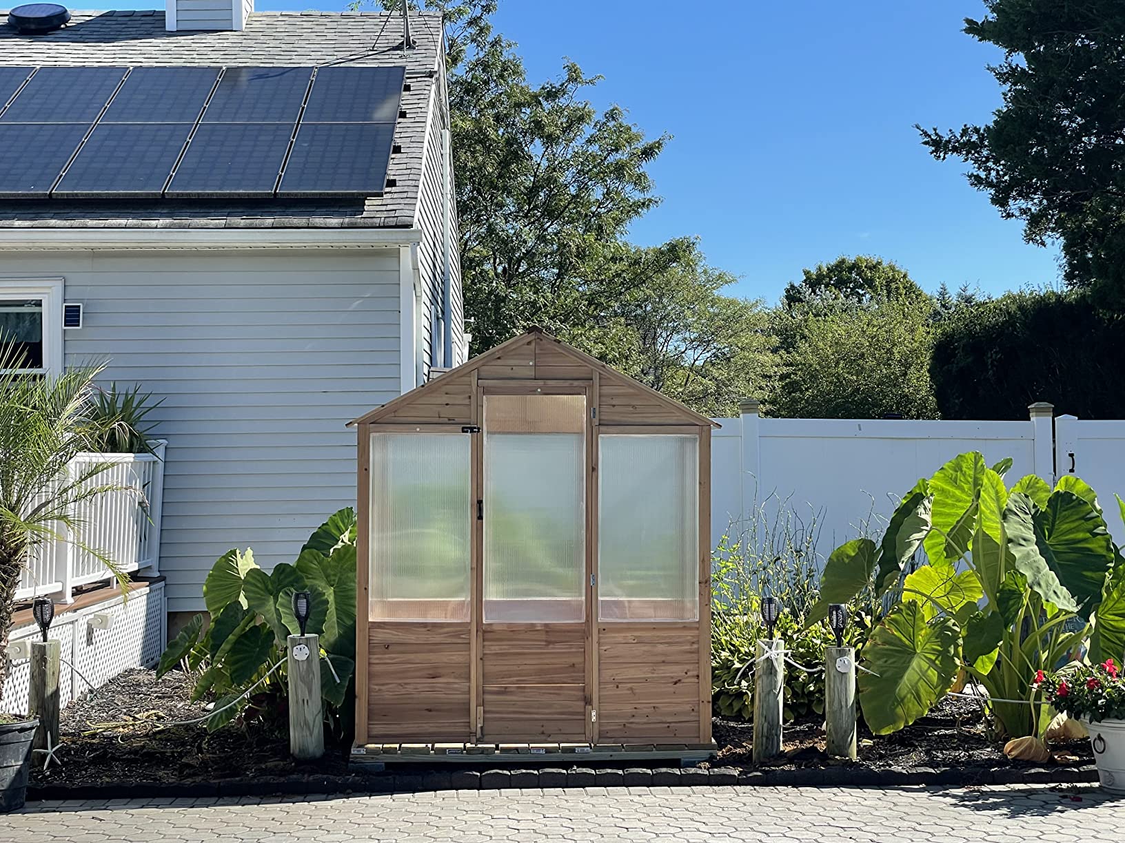 【Home&Garden】6' x 4' x 7' Polycarbonate Greenhouse, Walk-in Hot House Kit, Hobby Greenhouse with Lockable Door