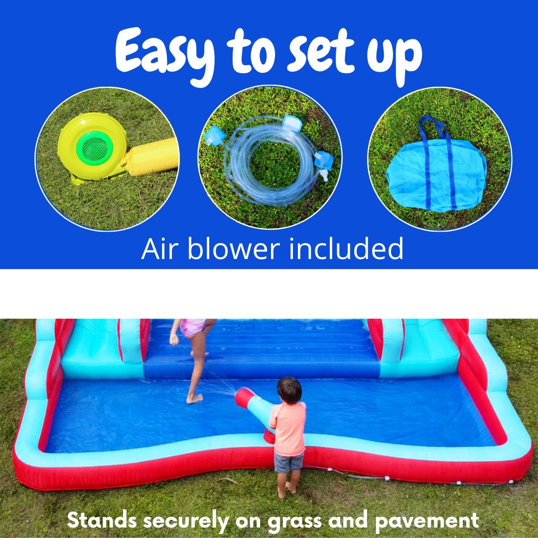 【Baby&Kids】Double Water Slide with Climbing Wall  6.5x13x11 FT  Inflatable Double Water Slide