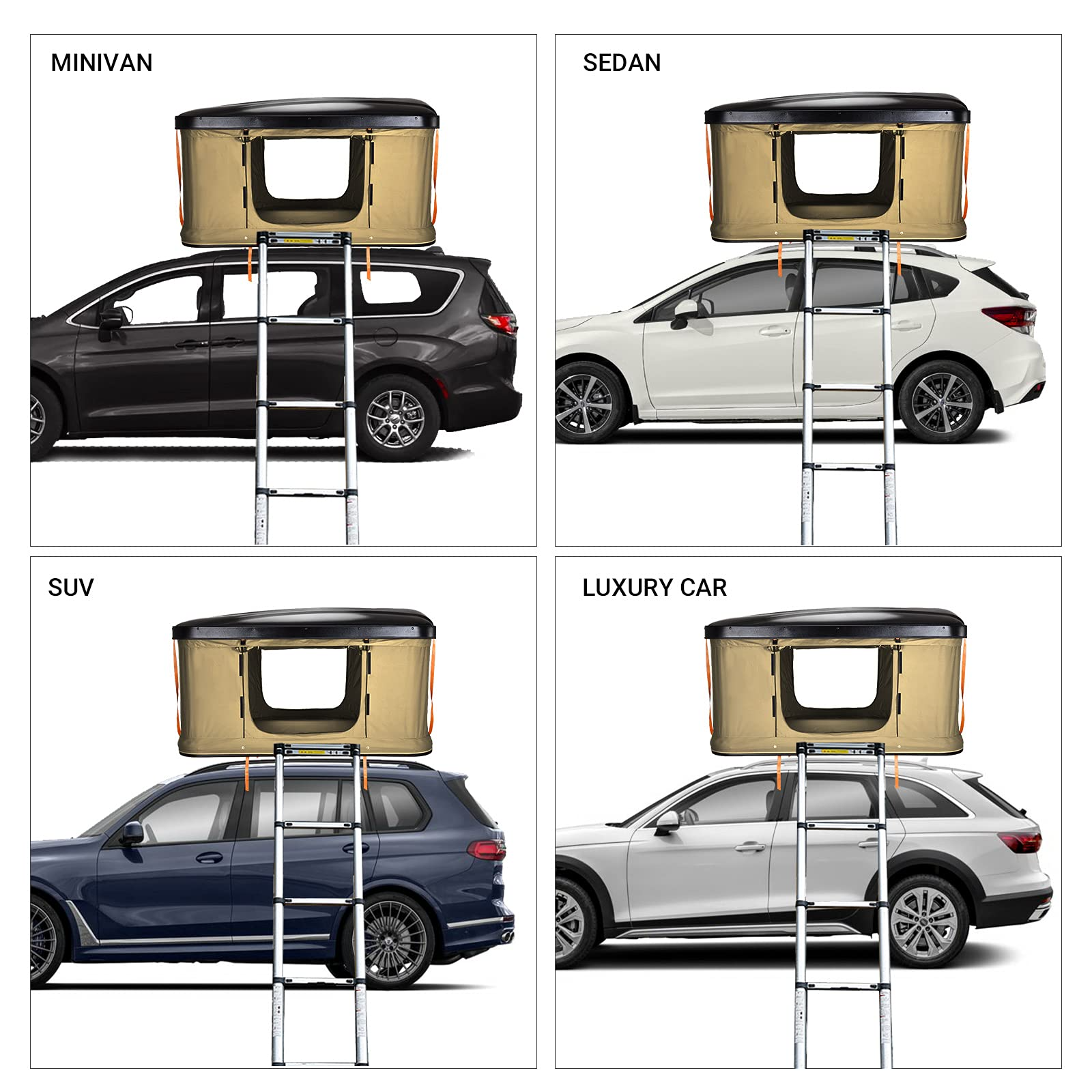 【Sports&Outdoors】Rooftop Tent Hard Shell Tent for SUV Travel Pop-up Installation Tent Large Space for 2 People