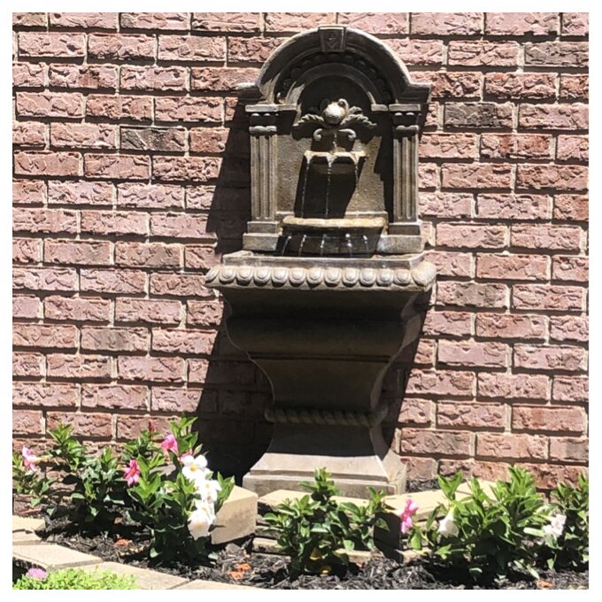【Décor】Royal Lions Head Mediterranean Outdoor 3 Tiered Wall Water Fountain 51