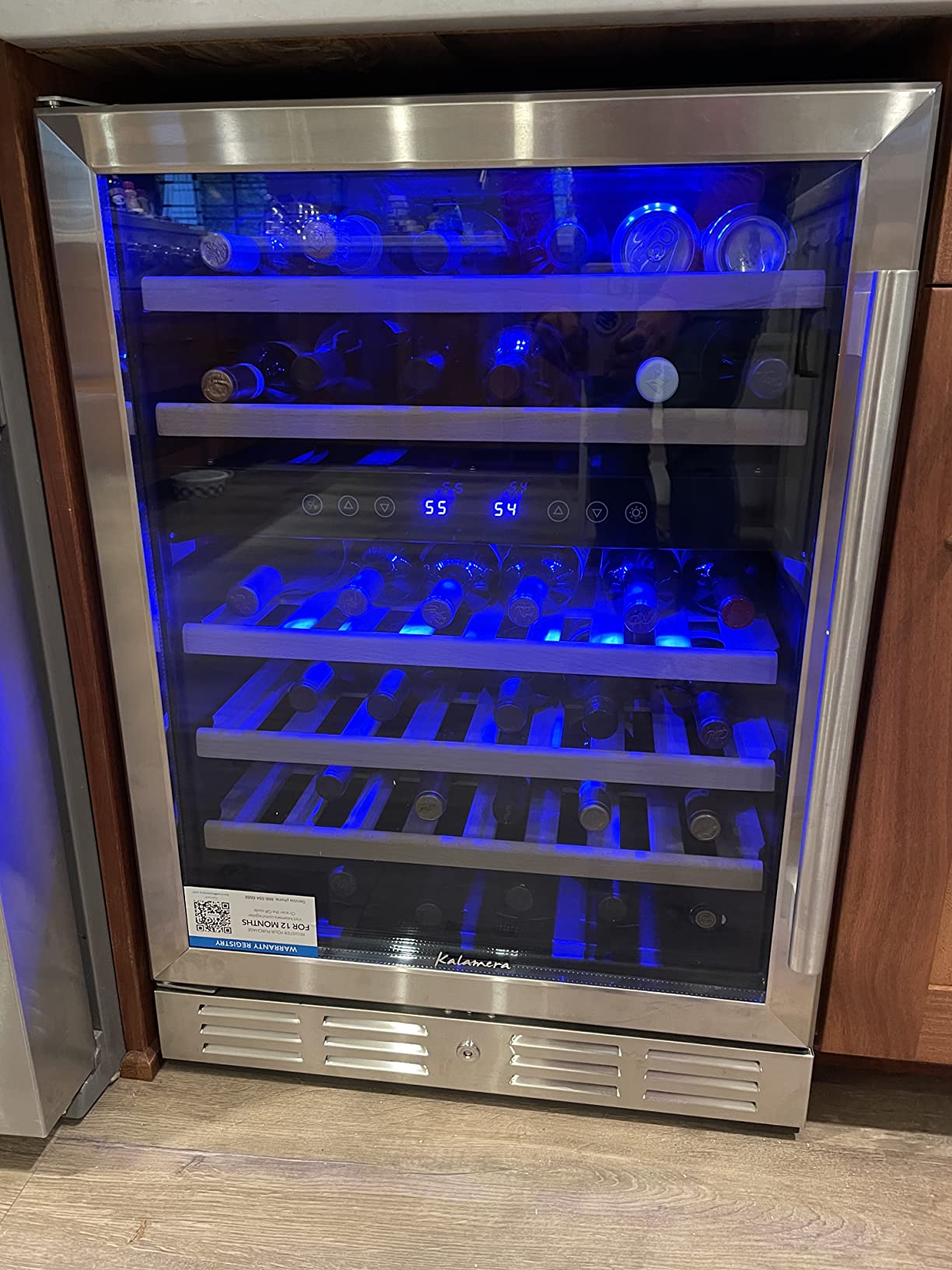 【Appliances】Kalamera 24'' Wine Cooler Refrigerator 46 Bottle Dual Zone Built-in or Freestanding Fridge