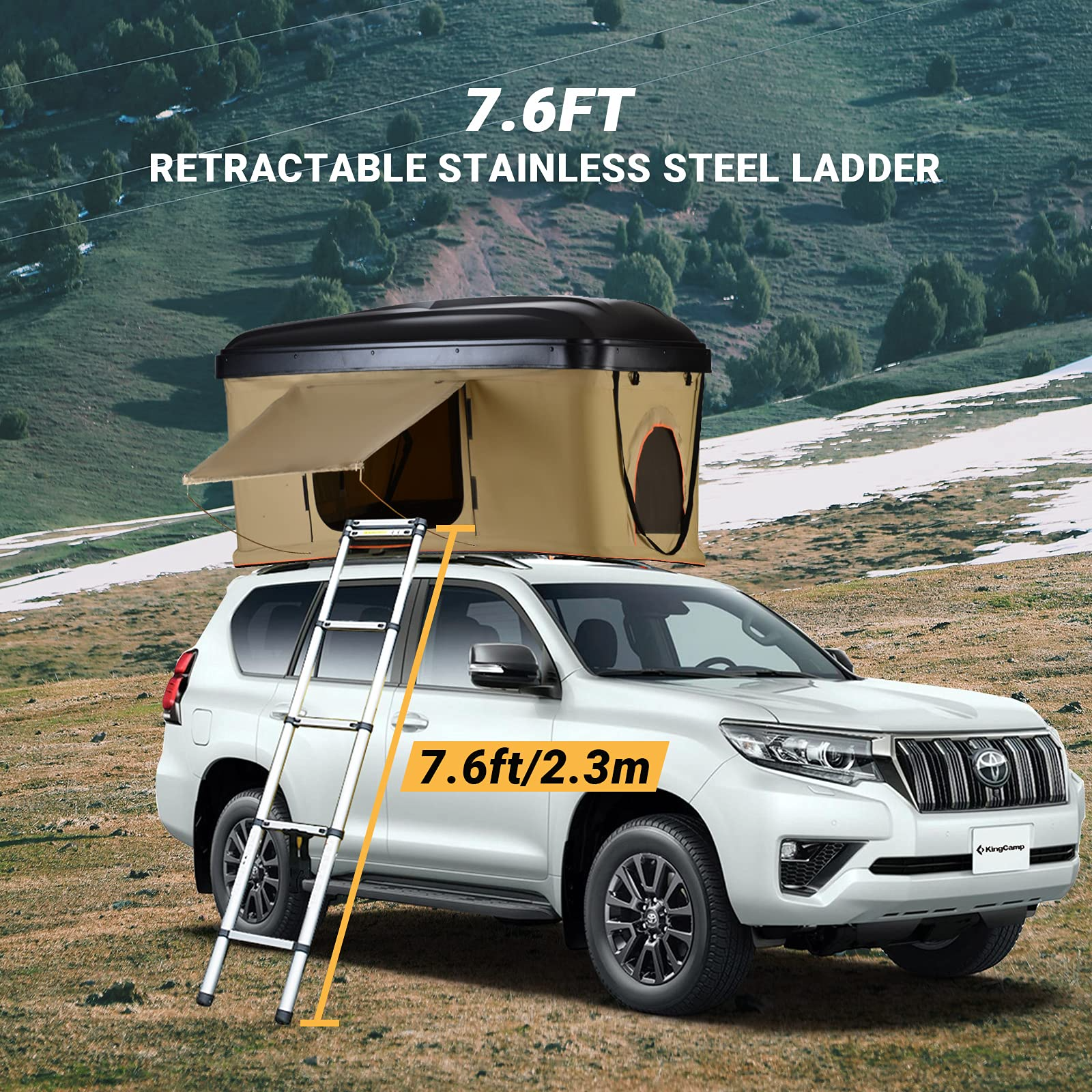 【Sports&Outdoors】Rooftop Tent Hard Shell Tent for SUV Travel Pop-up Installation Tent Large Space for 2 People