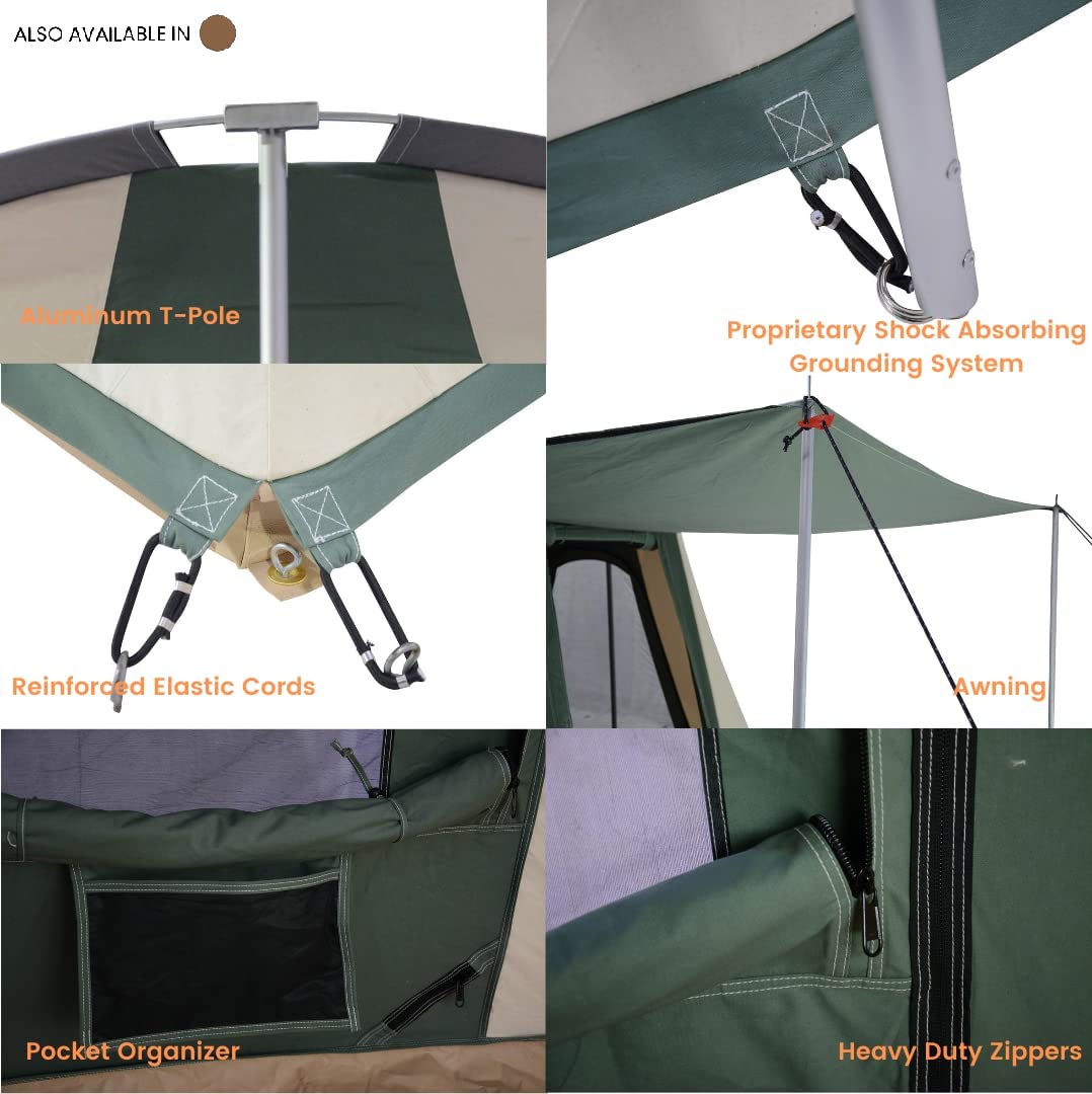 【Sports&Outdoors】Canvas Cabin Tent - Waterproof, 4 Season Outdoor Camping Tent, Premium 100% Cotton Canvas