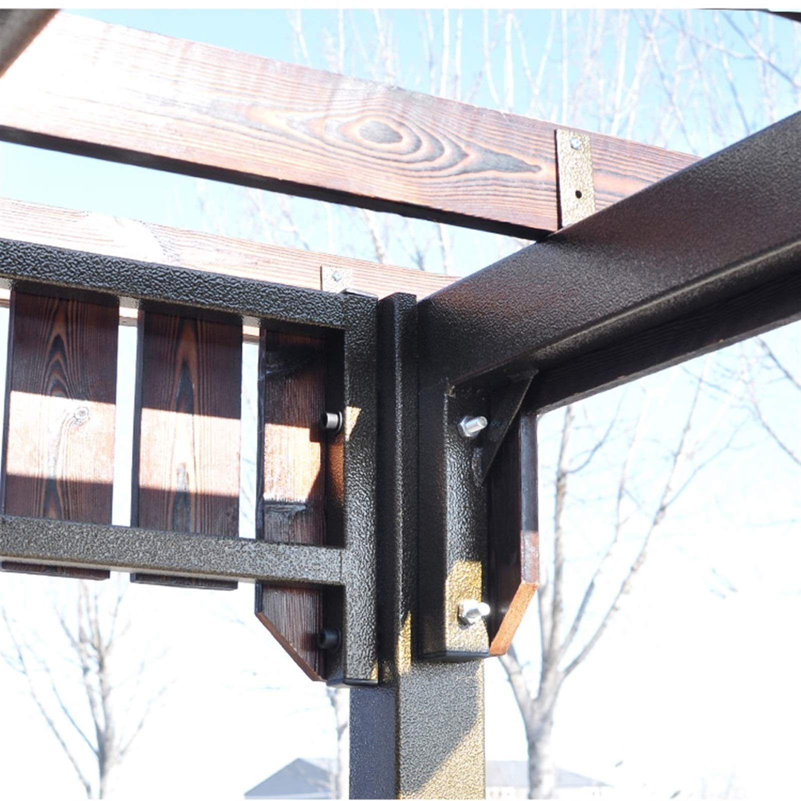 【Gazebo】Outdoor Pergola Villa Garden Furniture, Patios Outdoor Courtyard Pavilion with Cradle, Grape Rack