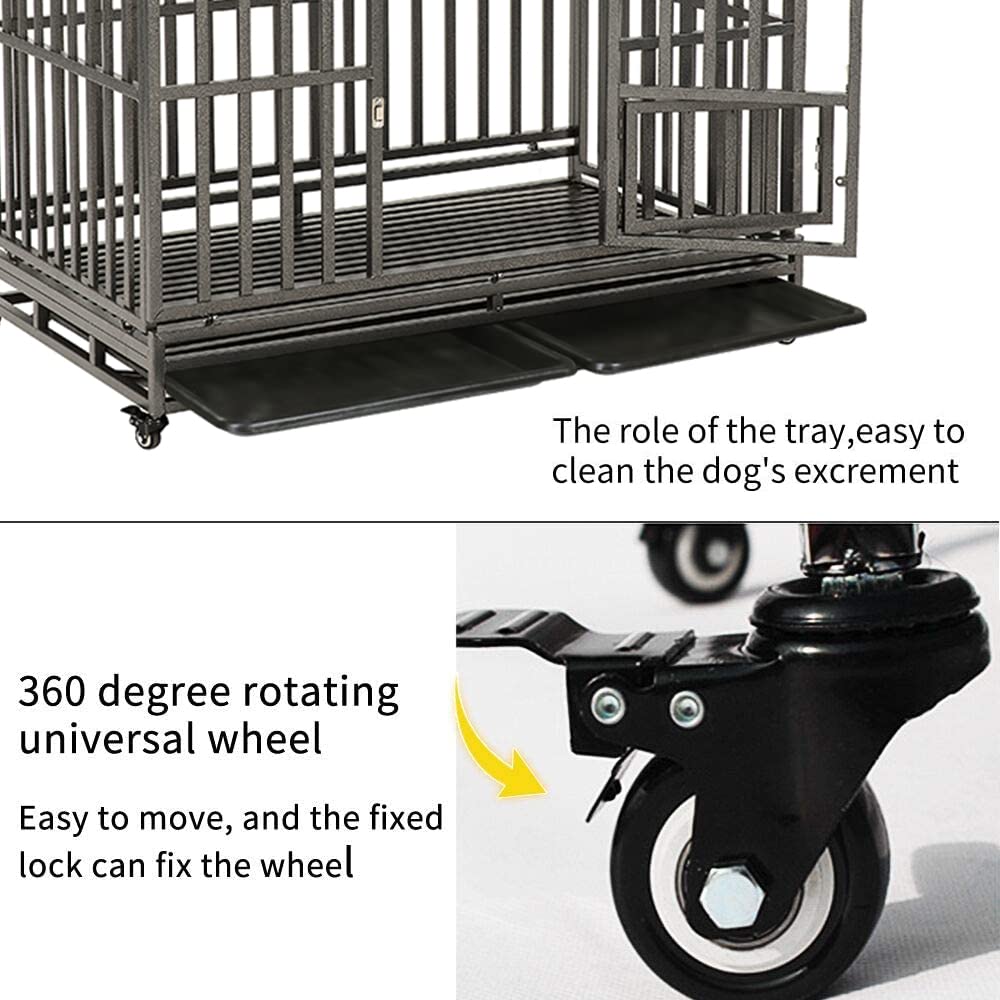 【Pet】42 Heavy Duty Dog Crate Large Dog cage Strong Metal Dog Kennels & Crates for Large Dogs