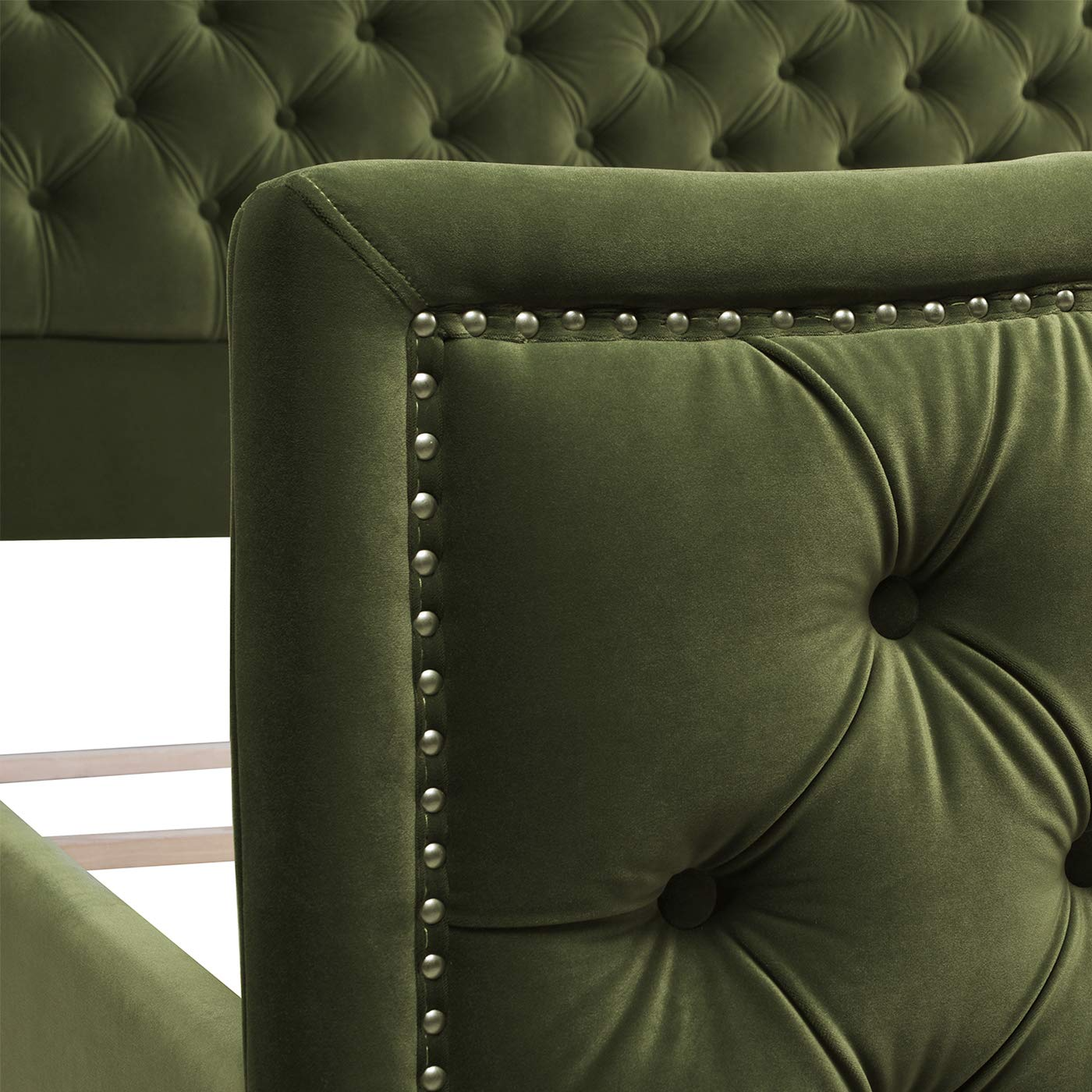 【Furniture】Marcella Platform, King, Olive Green Performance Velvet