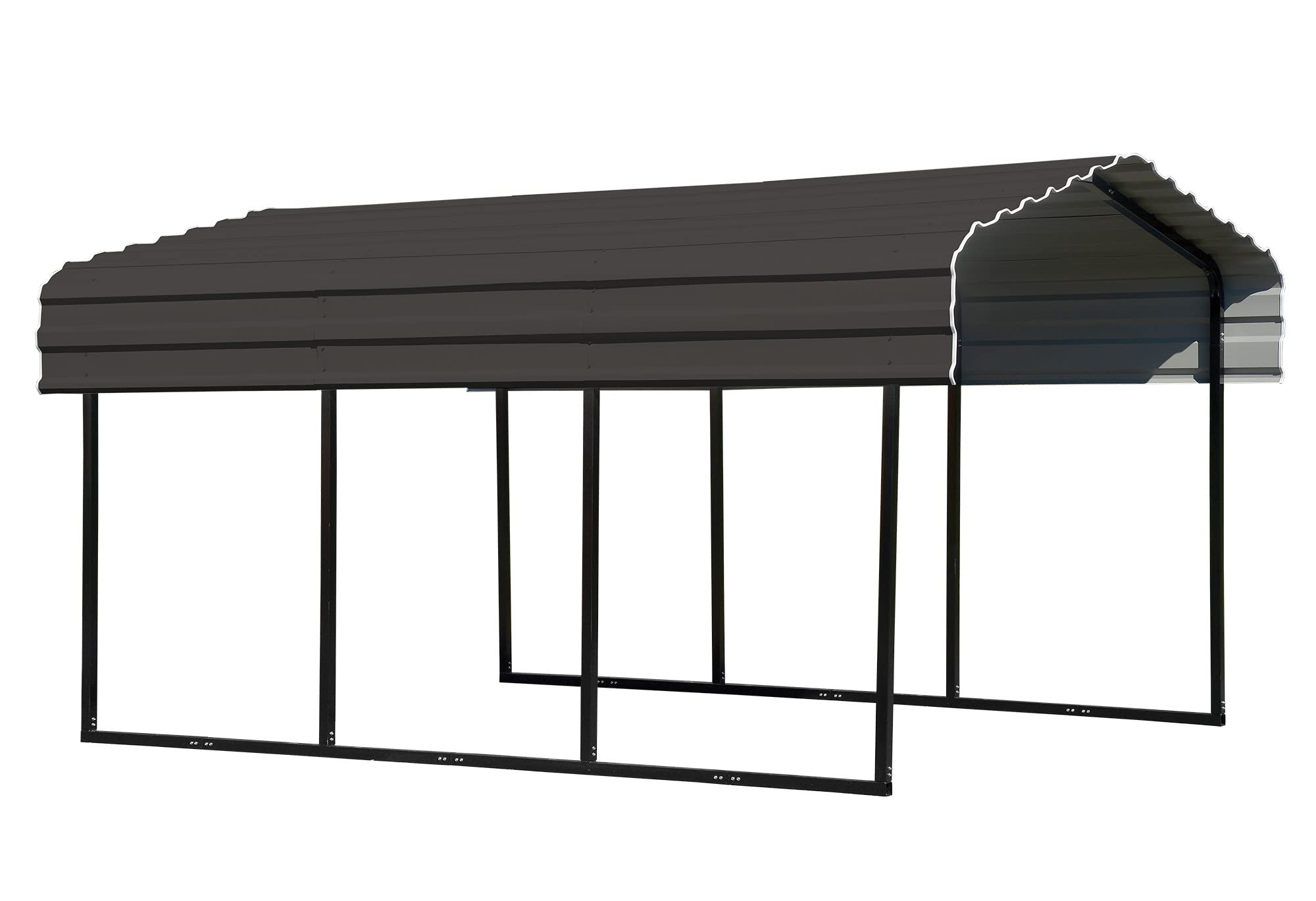 【Home&Garden】10' x 15' x 7' 29-Gauge Carport with Galvanized Steel Roof Panels & Enclosure Kit, Charcoal