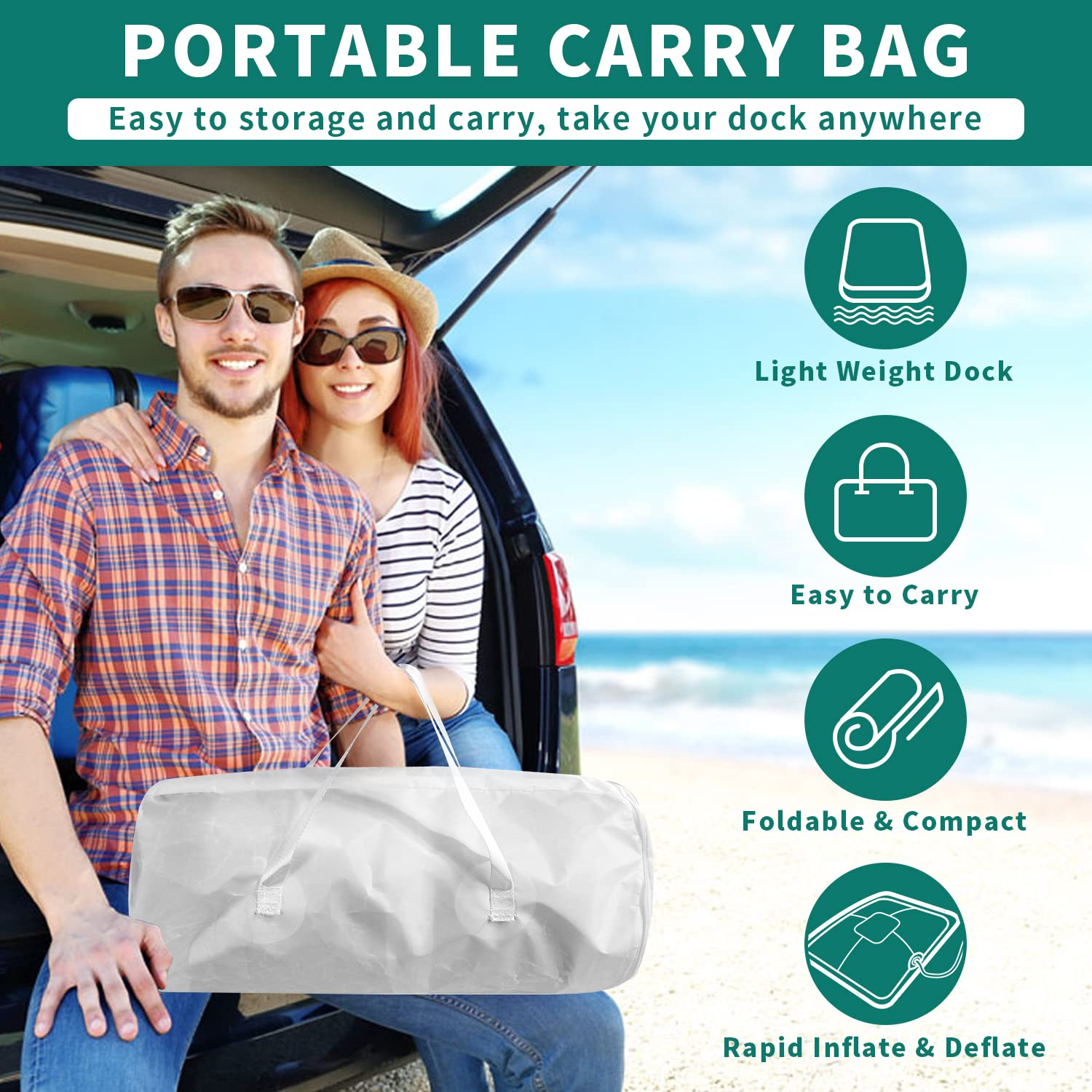 【Sports&Outdoors】Inflatable Dock Platform for Lake, Inflatable Dock Platform Floating Island Raft