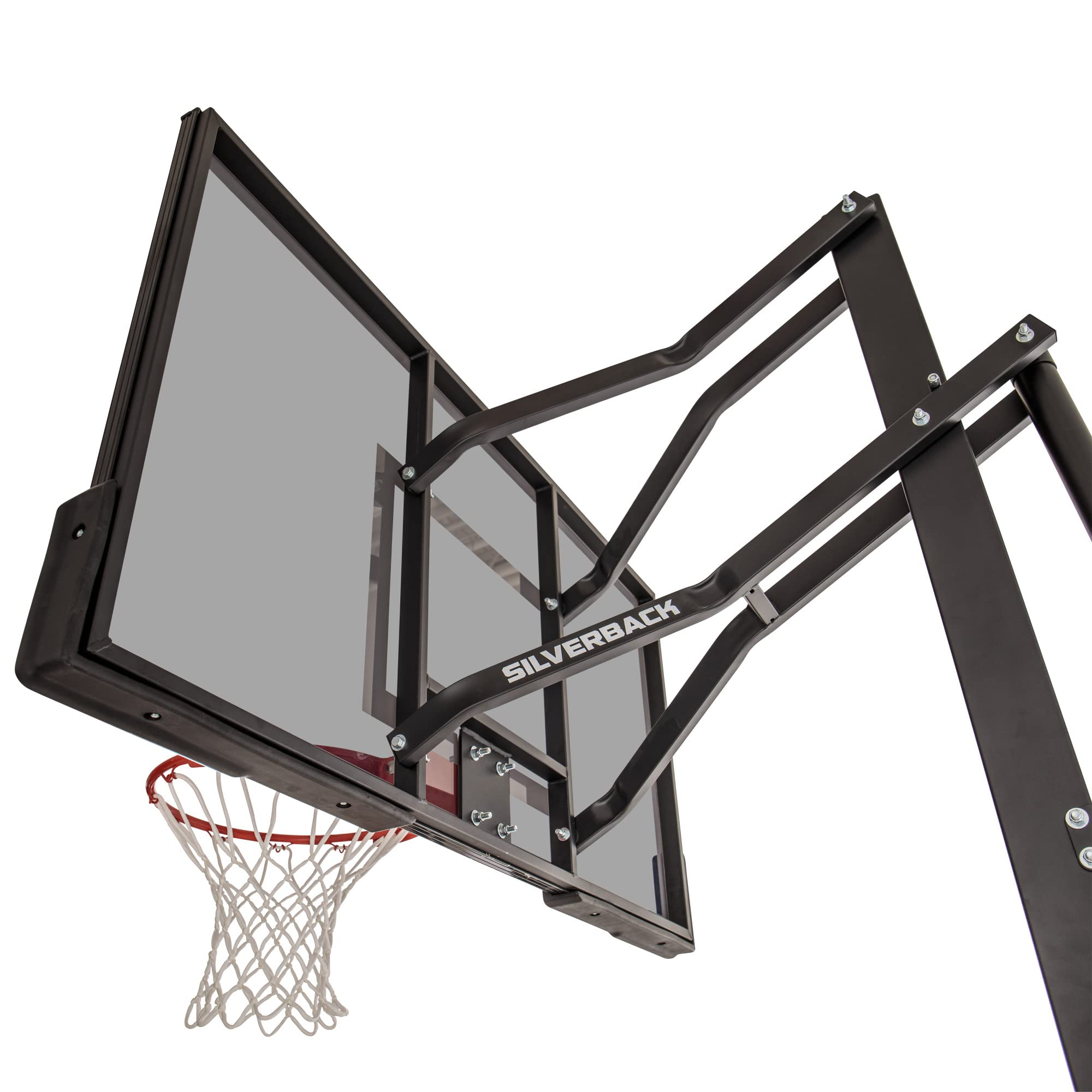【Sports&Outdoors】Silverback In-Ground Basketball Hoop with Adjustable-Height Tempered Glass Basketball Goal Backboard