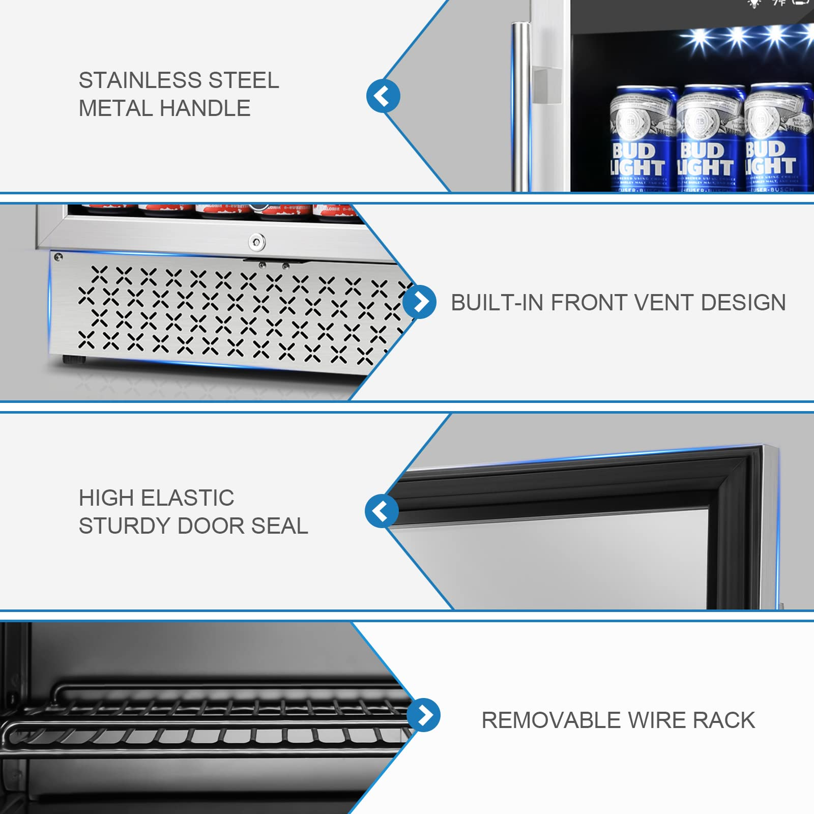 【Appliances】Tylza Beverage Refrigerator 24 Inch, 190 Can Built-in/Freestanding Beverage Cooler Fridge