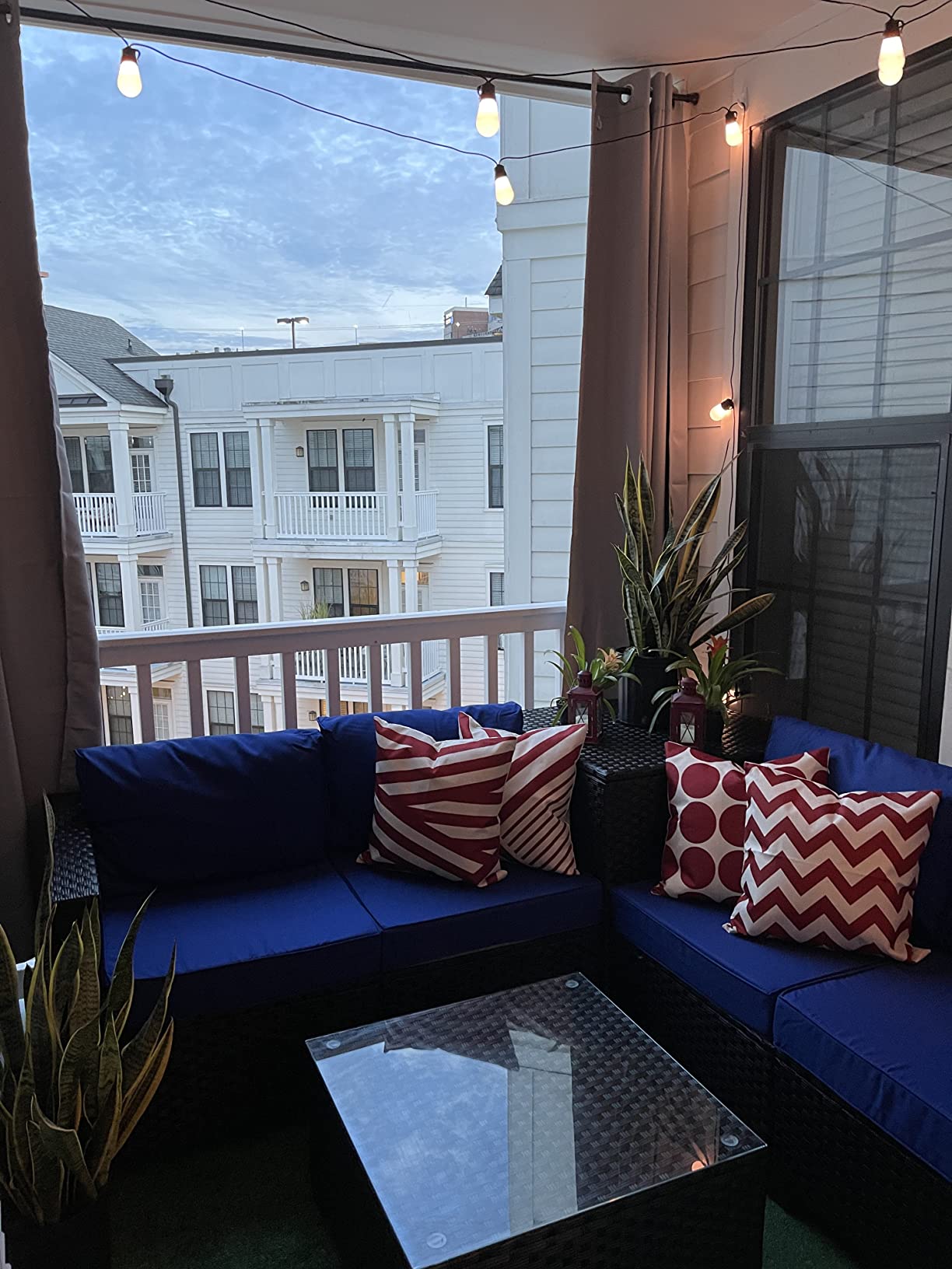 【Furniture】Outdoor PE Wicker Furniture Set 4 Piece Patio Black Rattan Sectional Loveseat Couch Set Conversation Sofa