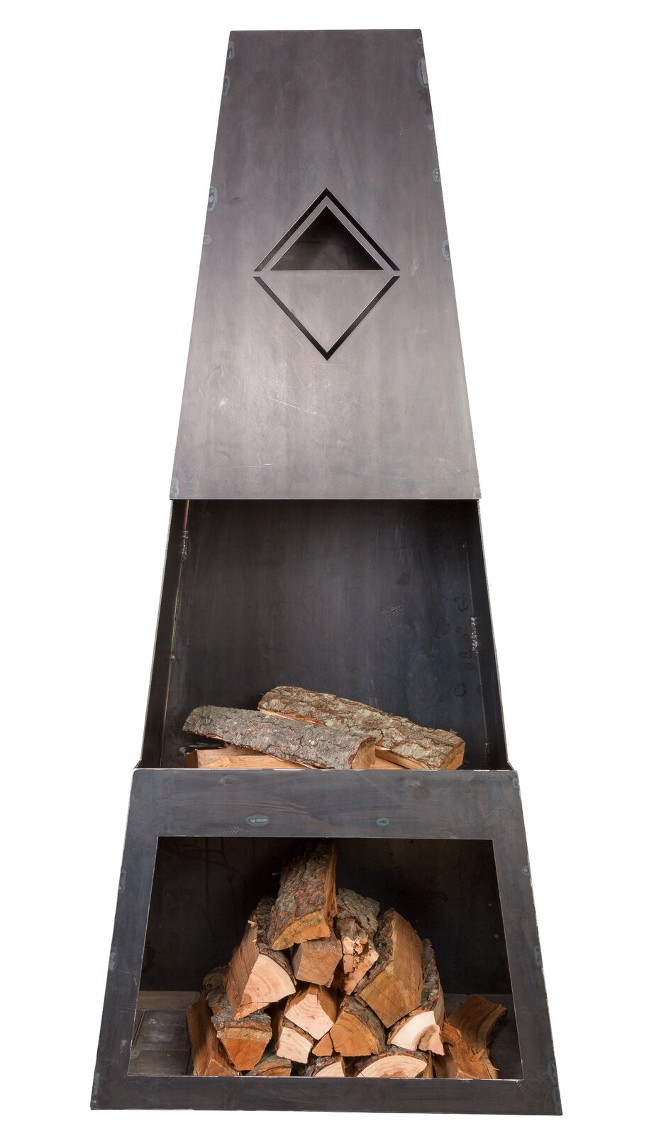 【Sports&Outdoors】Dillonvale 66'' H Steel Wood Burning Outdoor Fireplace