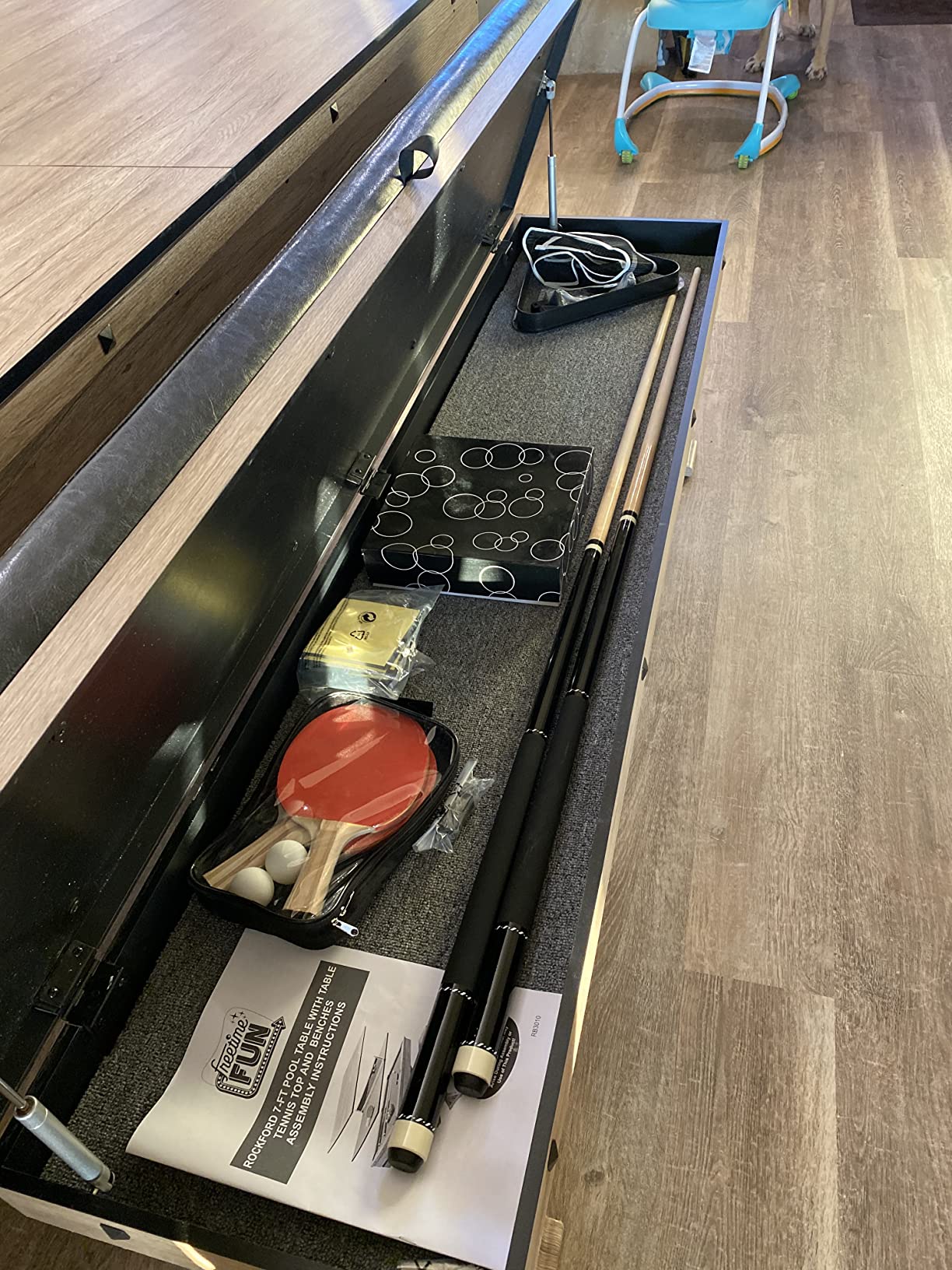 【Sports&Outdoors】【BS】Rockford 7-FT 3 in 1 Multi Game Featuring Pool Dining Table & Table Tennis Tables