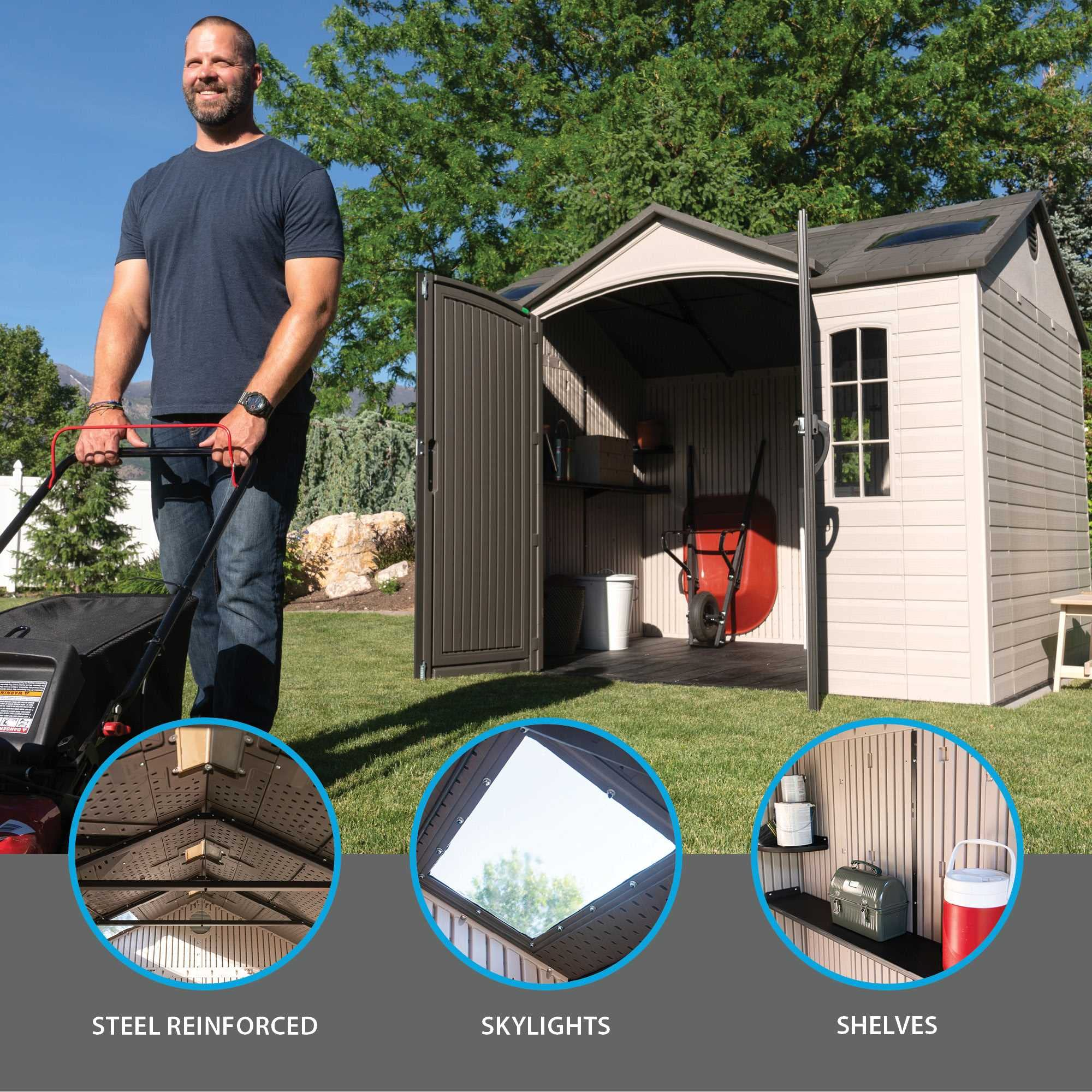 【Storage Shed】10x8 ft Outdoor Storage Shed, Desert Sand