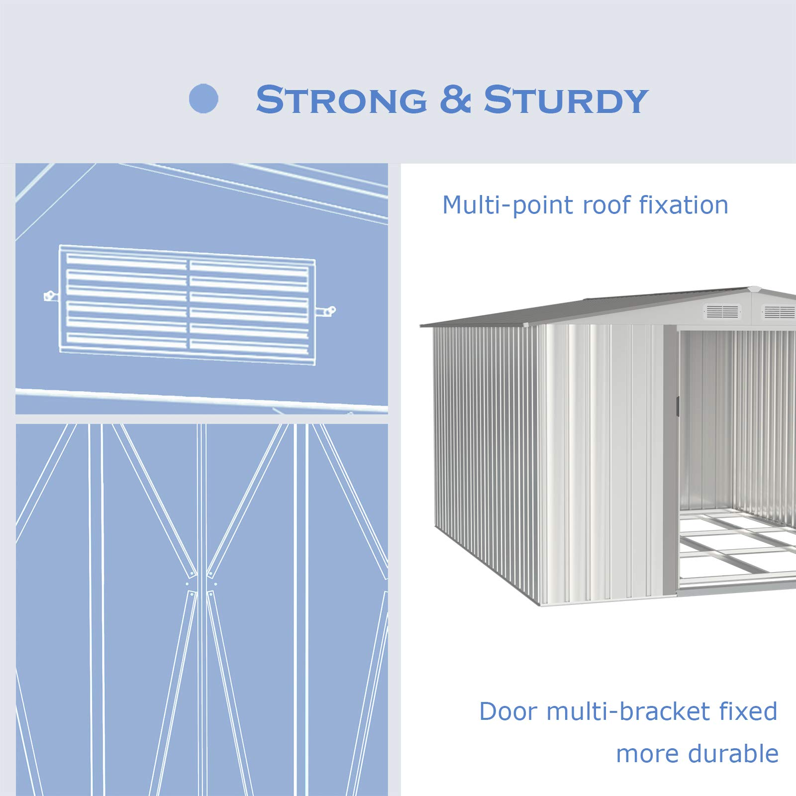 Keter Factor 8x10ft Outdoor Resin Storage Shed with Pitched Roof and Double Locking Doors, Outdoor Shed for Backyard Garden Patio Lawn, 3 Colors《NO8》