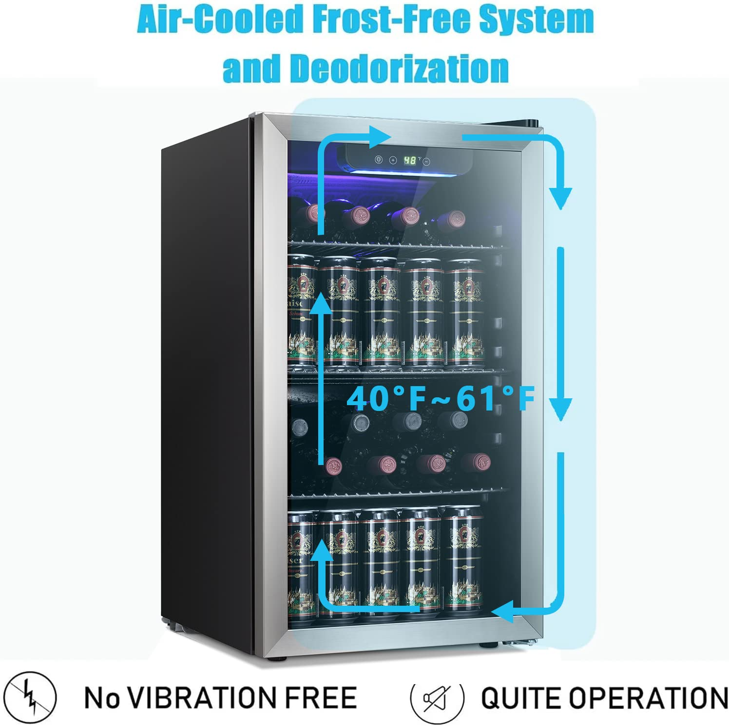 Antarctic Star 26 Bottle Wine Cooler/Cabinet Beverage Refrigerator Mini Wine Cellar Beer Soda