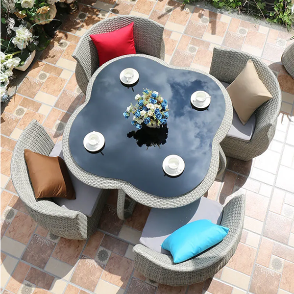 【Home&Garden】Outdoor rattan chair storage table and chair five-piece set