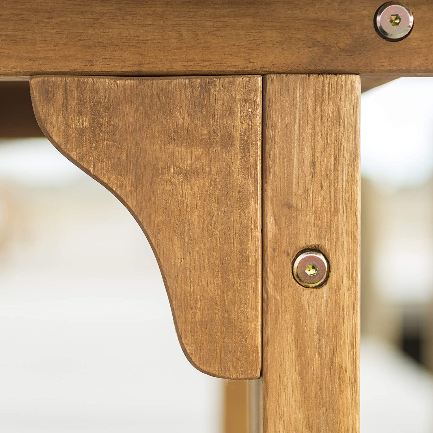 【Furniture】【BS】6 Person Outdoor Wooden V-Shaped Patio Furniture Dining Table Set Extendable Table and Chairs, 7 Pieces