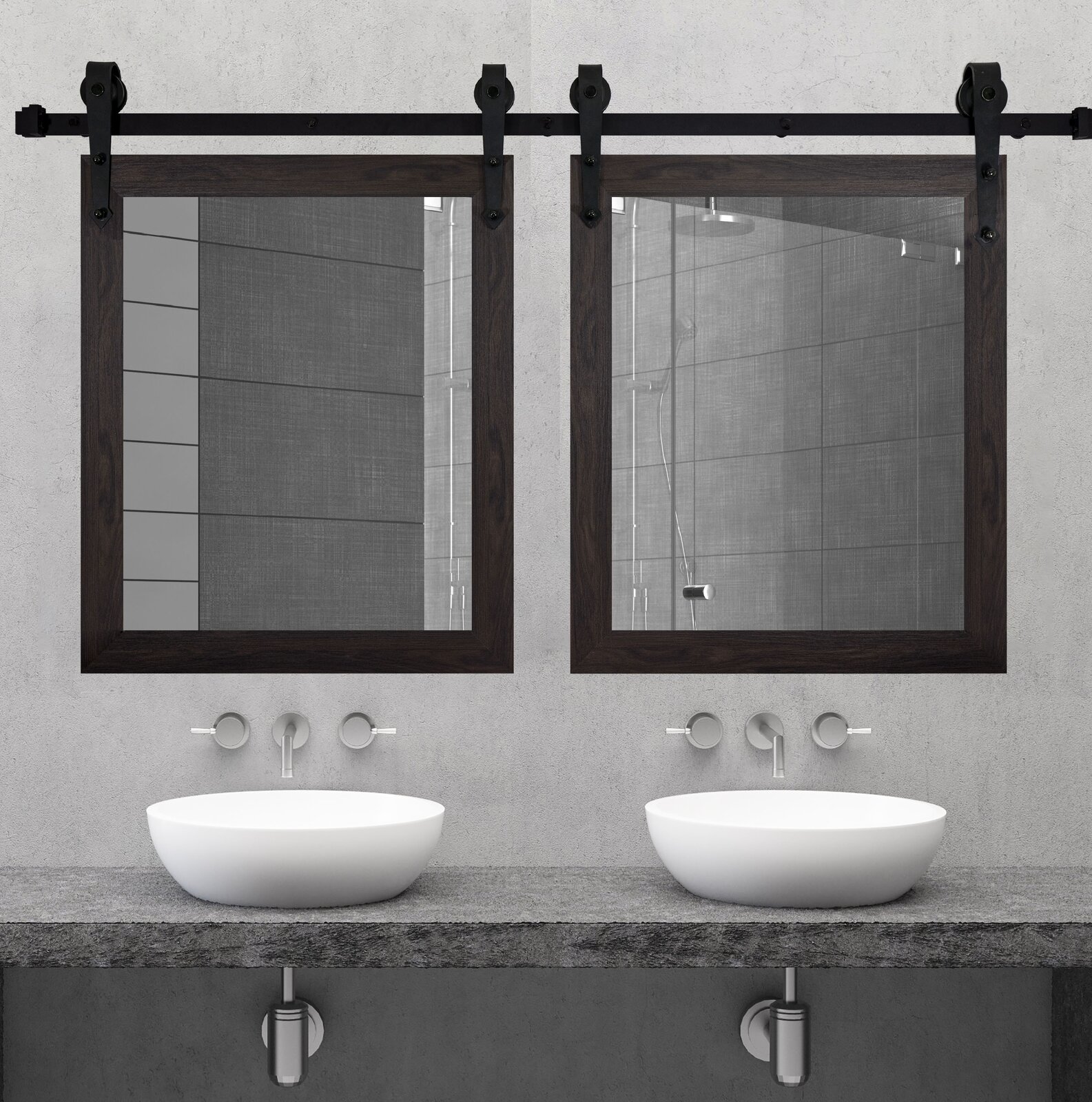 【Home Improvement】Herzberg Rectangle Wood Wall Mirror