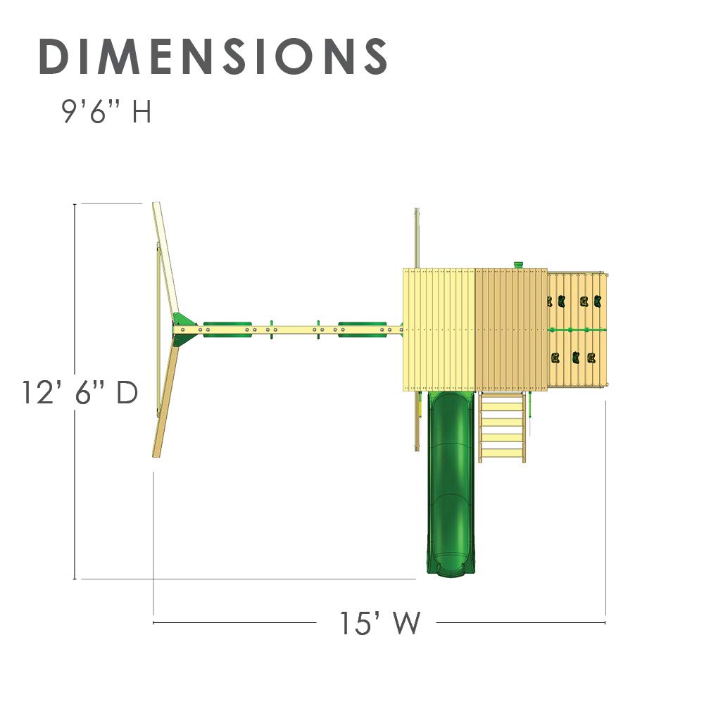 【Baby&Kids】Gorilla Playsets Outdoor Wood Swing Set with Wood Roof & Yellow Slide, Amber