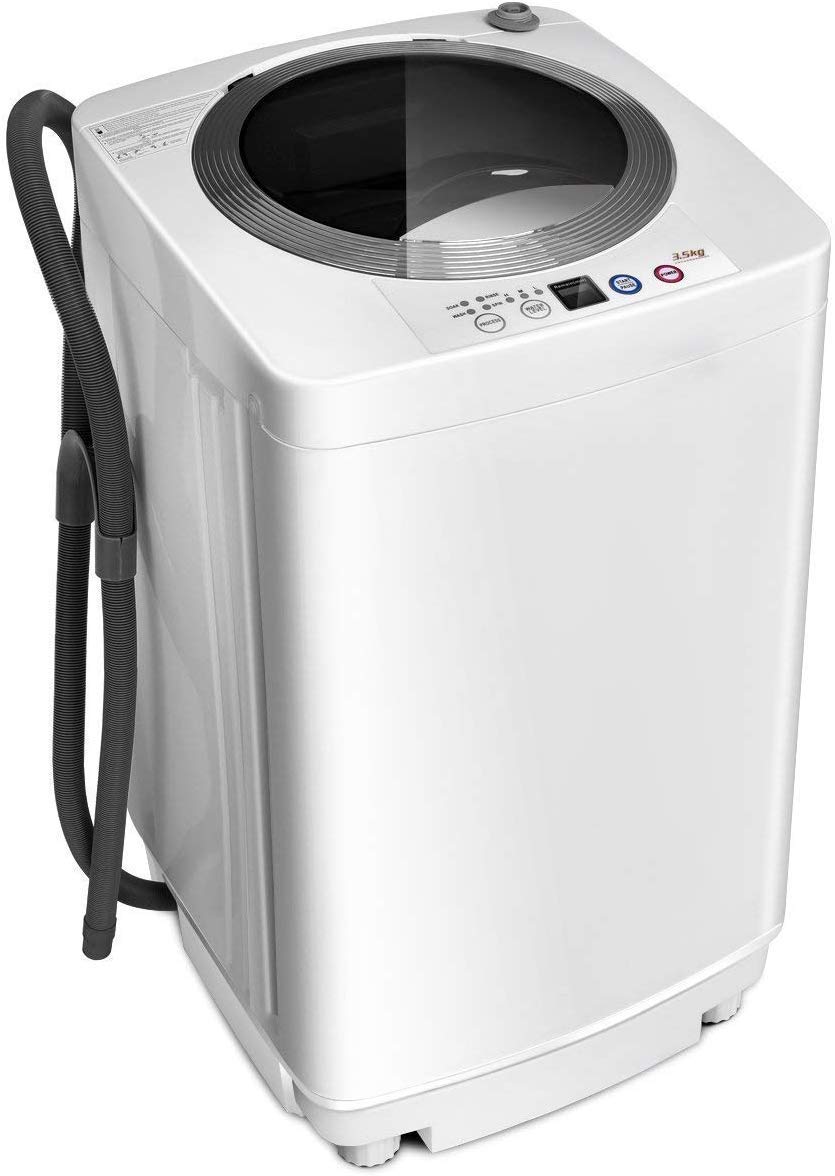 【Appliances】Giantex Portable Washing Machine, Full Automatic Washer & Dryer Combo with Built-in Pump Drain