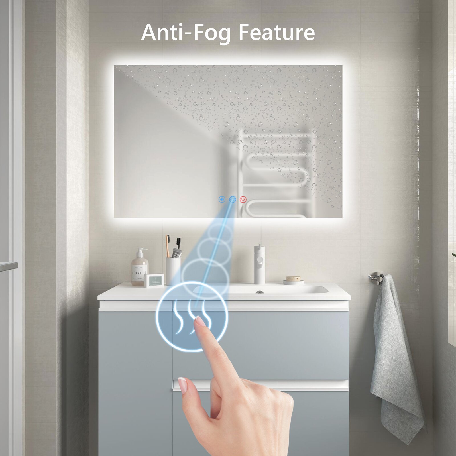 【Home Improvement】Bronson Rectangle LED Wall Mirror