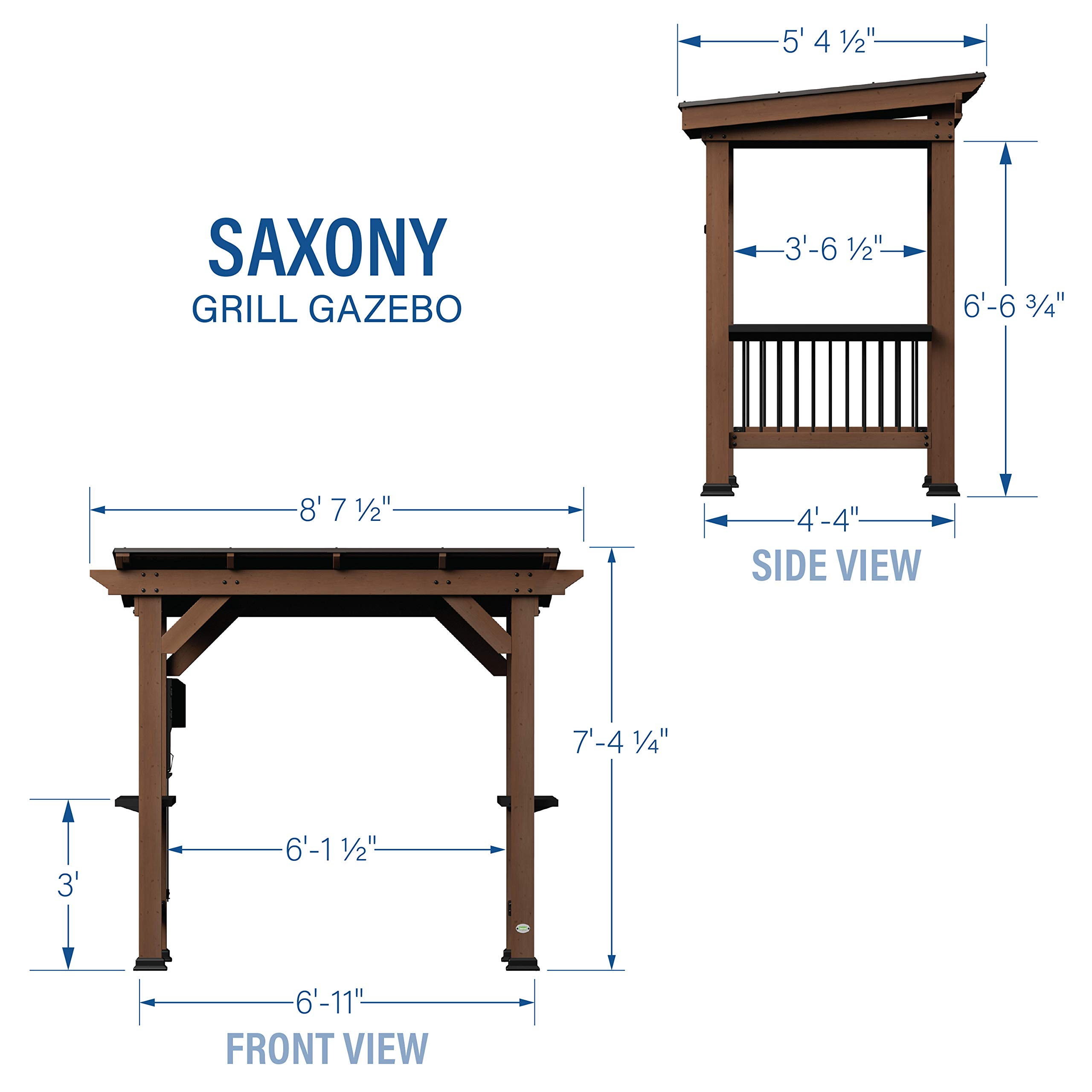 【Home&Garden】Saxony Wooden Grill Gazebo