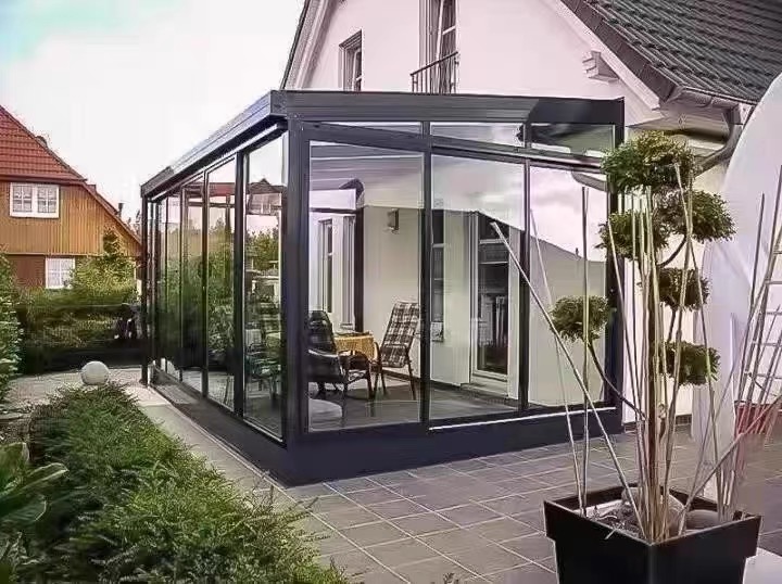 Sunroom custom seal dew balcony villa aluminium alloy toughened glass Chinese mute heat insulation outdoor garden canopy