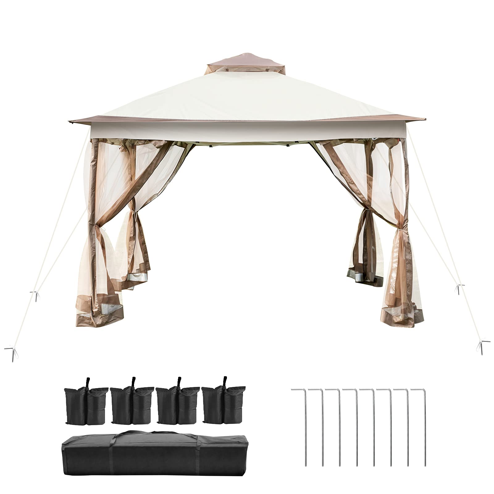 【Gazebo】Happybuy 12x12ft Outdoor Pop-Up Canopy Gazebo Starter Kit
