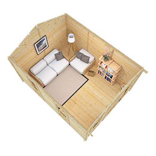 【Home&Garden】12x10 Log Cabin Summerhouse | Apex Tongue & Groove Log Cabin | Floor, Roof & Felt Included