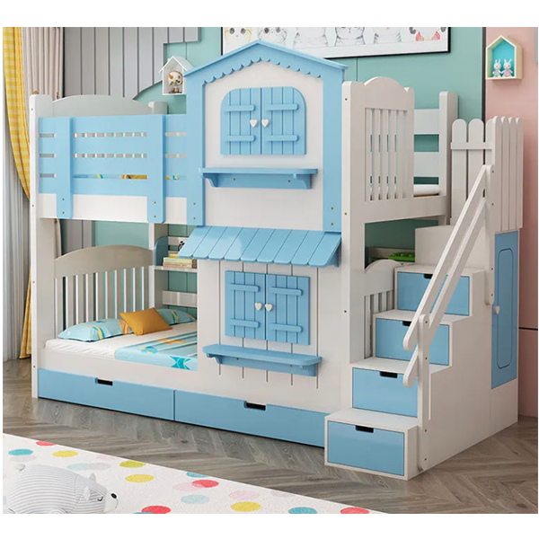 【Furniture】Children's Bunk Bed Mother-Child Bed Girl Bunk Bed with Wardrobe Slide