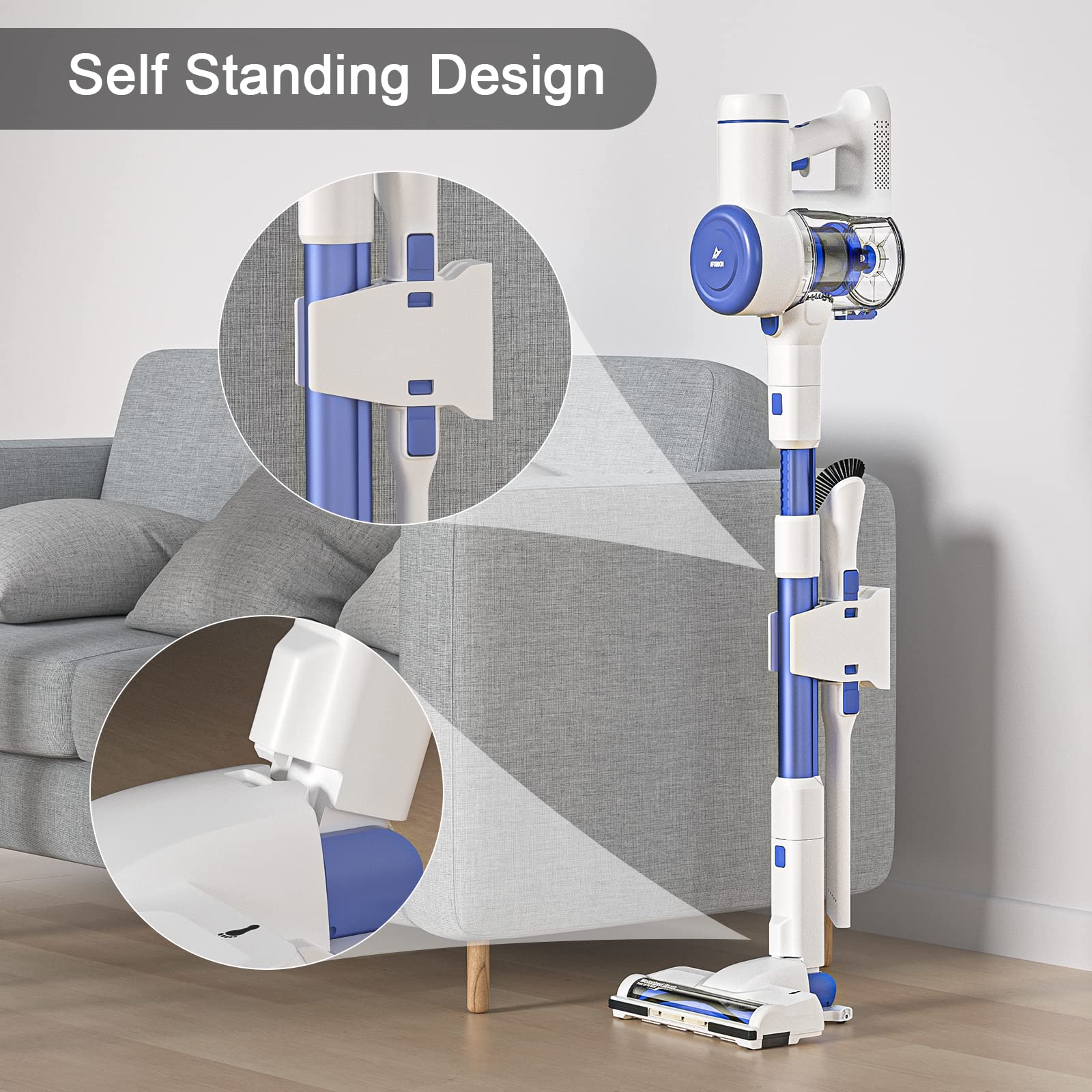 【Appliances】Cordless Vacuum Cleaner, Stick Vacuum Cleaner with 25Kpa Suction 2 Batteries 70M Runtime