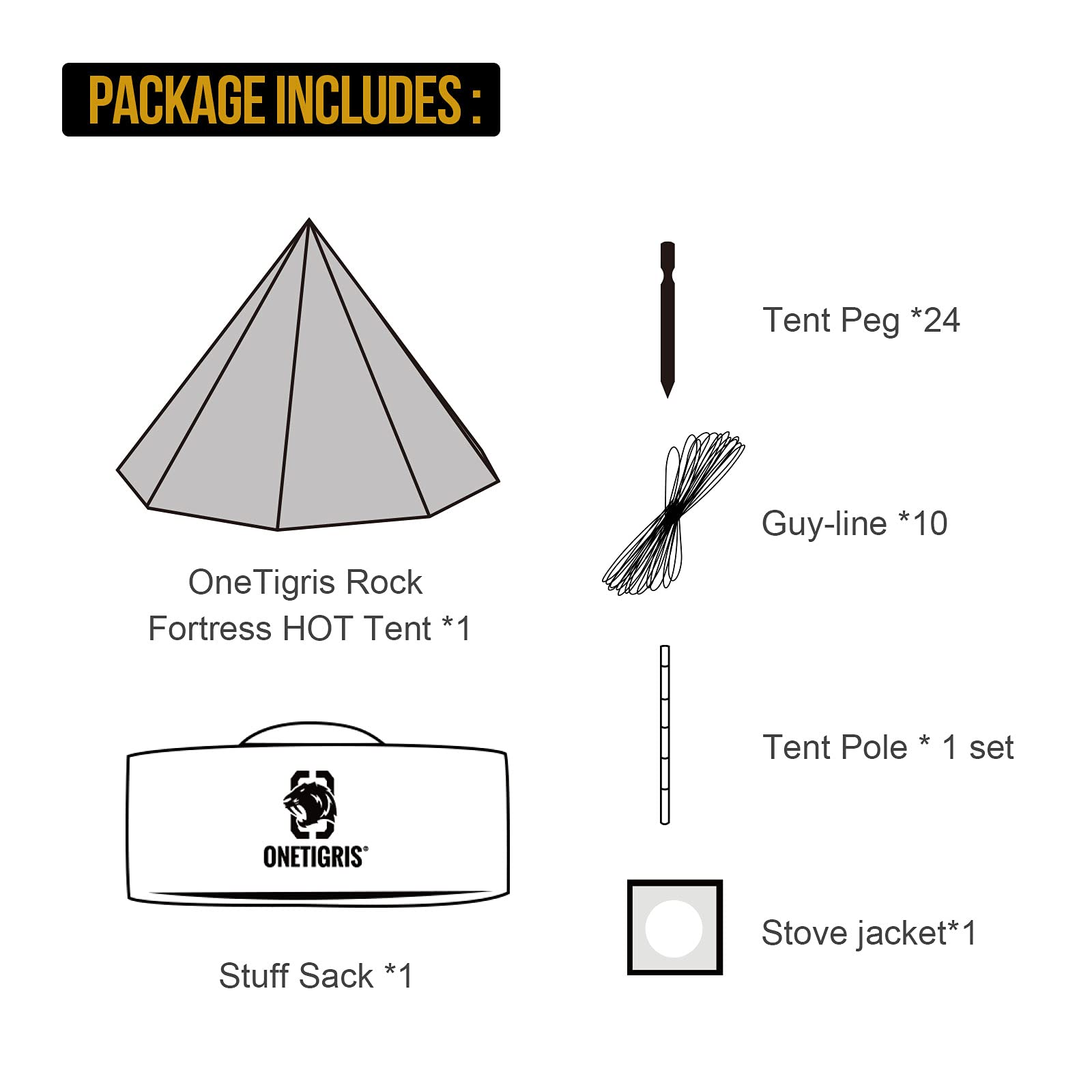 【Sports&Outdoors】Rock Fortress Hot Tent with Stove Jack Bushcraft Shelter, 4-6 Person, 4 Season Tipi Tent