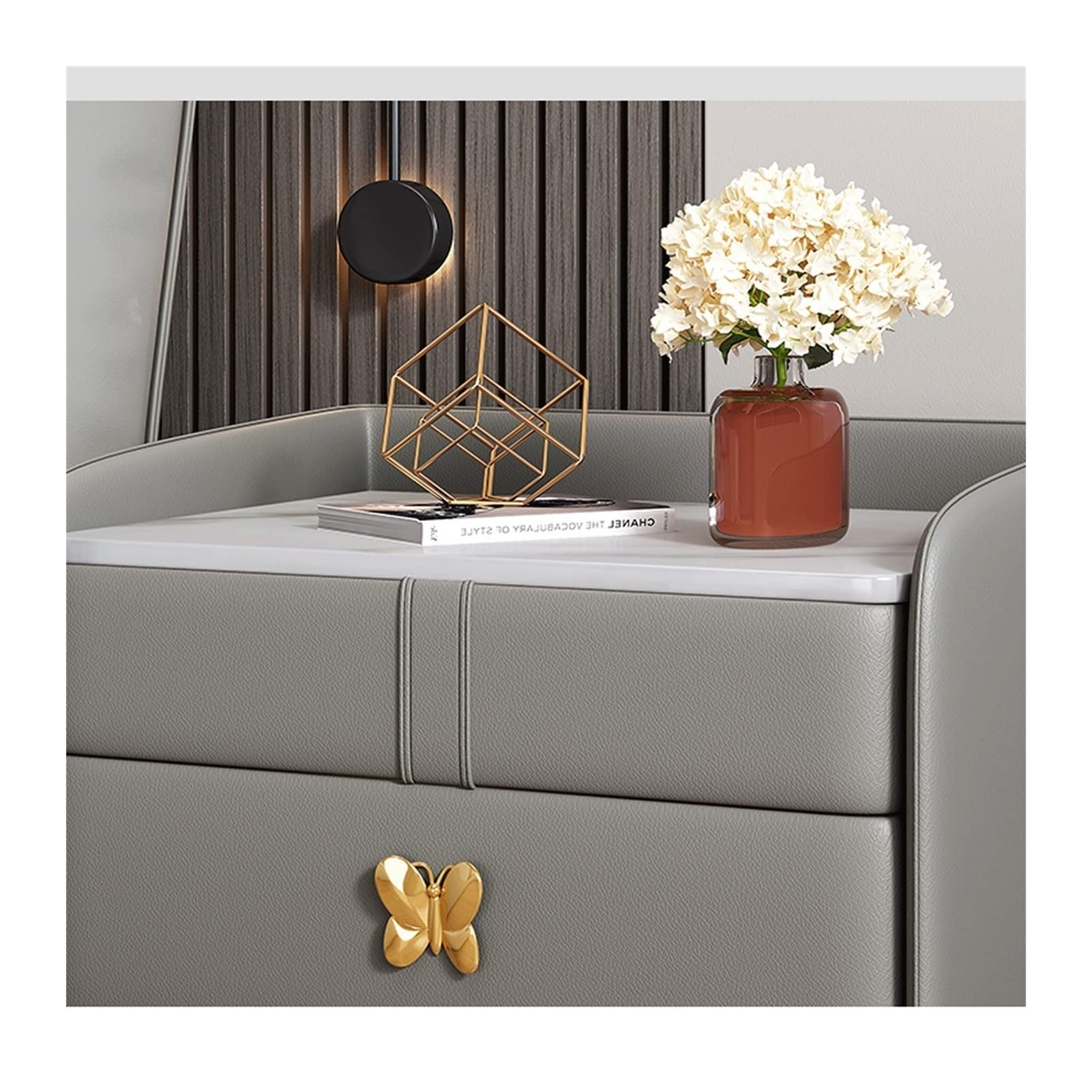 【Furniture】Night Stand with Storage Shelf Country Farmhouse Nightstand Wooden Cabinet Drawer Organizer Bedroom