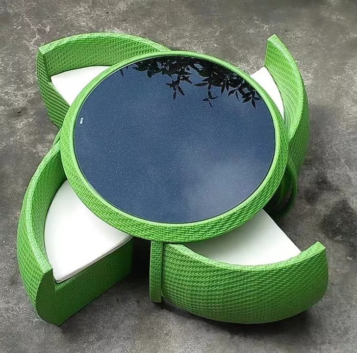 【Furniture】Outdoor balcony leisure rattan chair + table five-piece open-air sun room courtyard