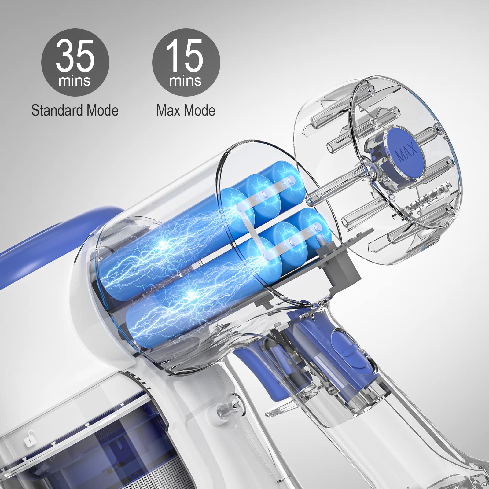 【Appliances】Cordless Vacuum Cleaner, Stick Vacuum Cleaner with 25Kpa Suction 2 Batteries 70M Runtime