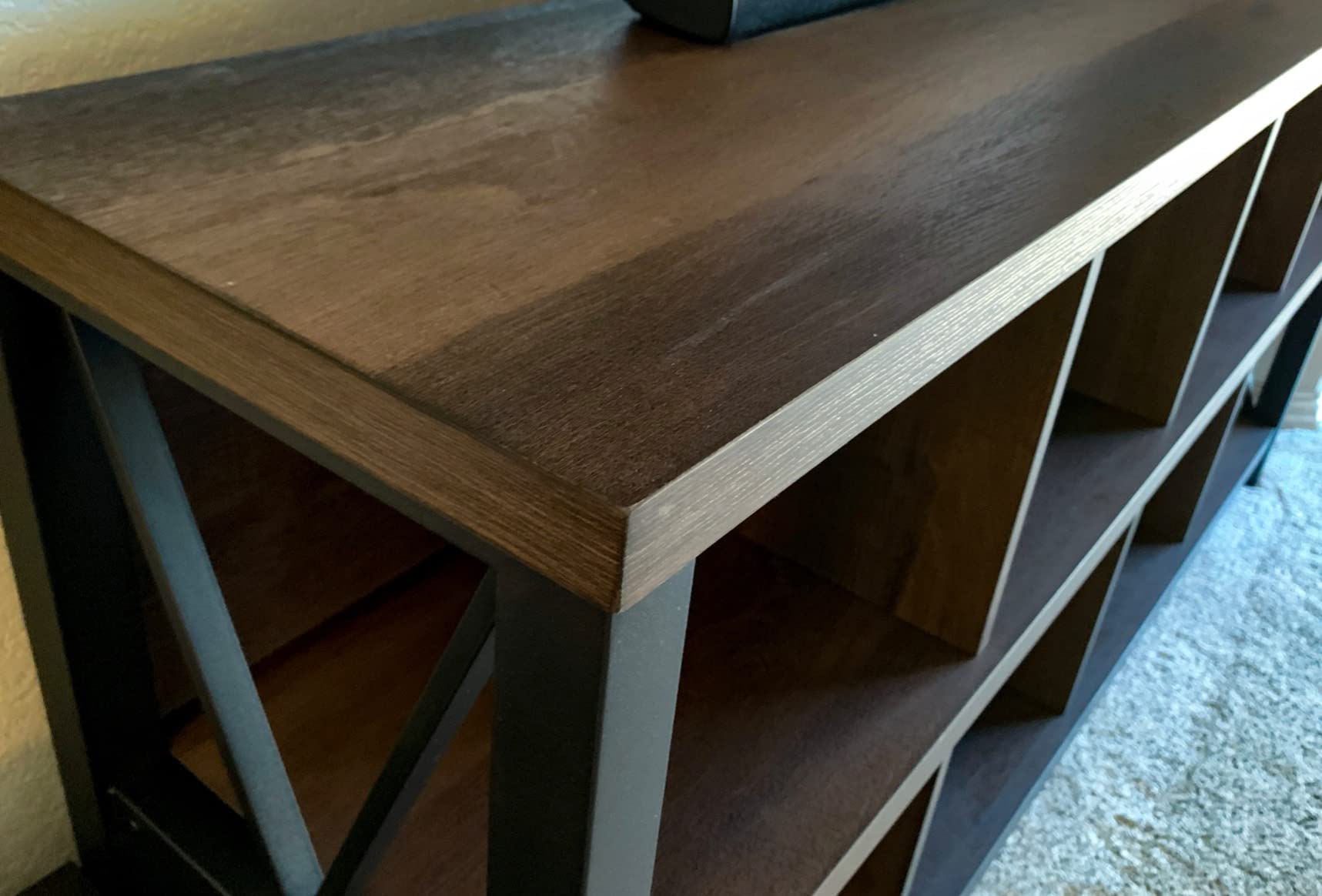 【Furniture】8 Cube Storage Organizer Bookshelf, Rustic Wood Cubby Bookcase, Industrial Horizontal Long Shelf