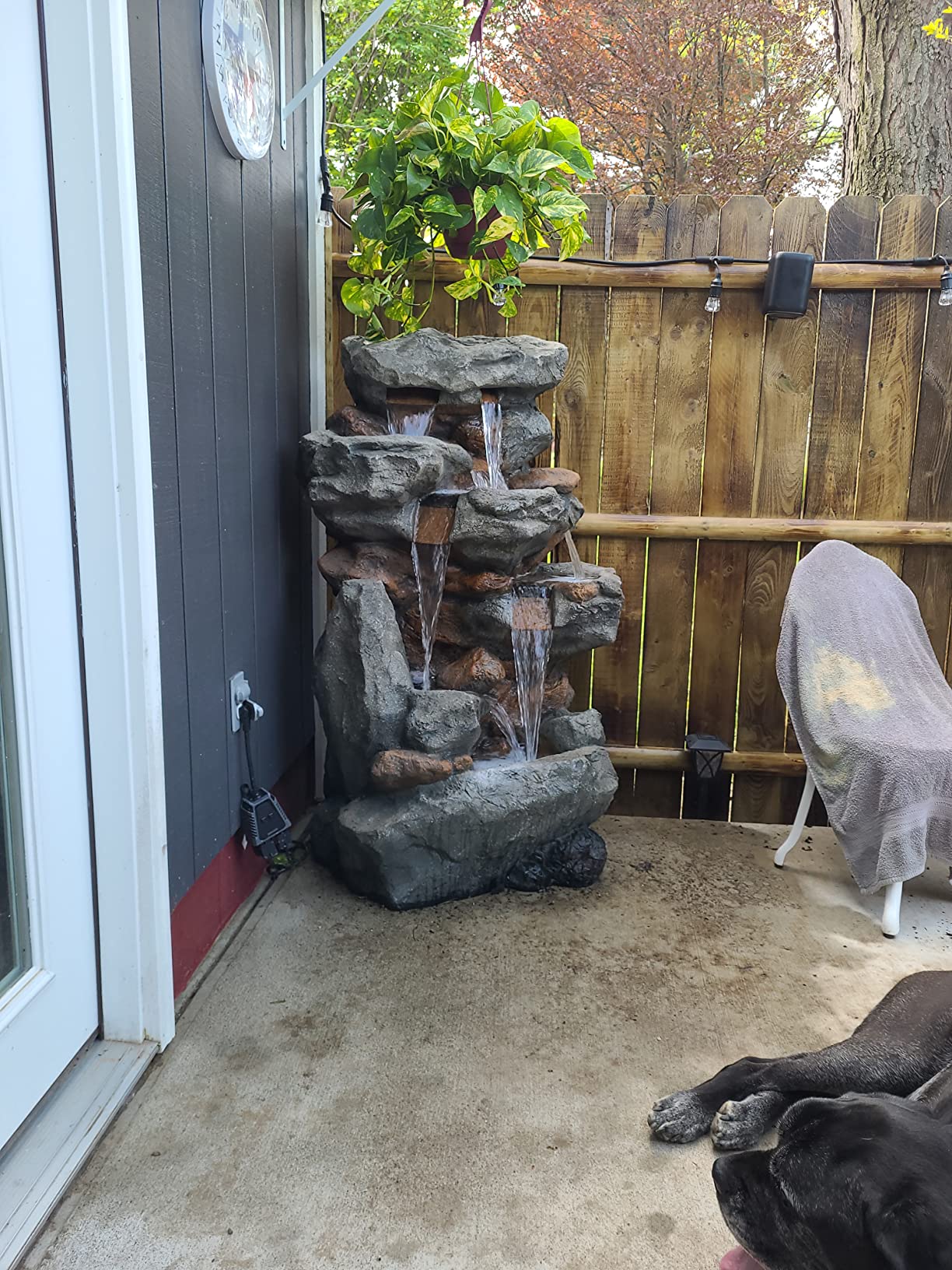 【Décor】Rainforest Rock Tiered LED Lights Floor Fountain, 33