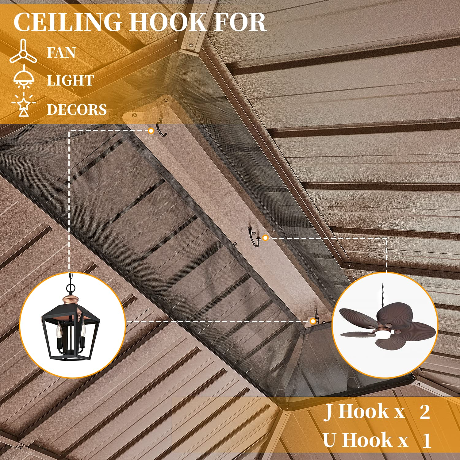 【Gazebo】10'x13' Hardtop Gazebo Galvanized Steel Outdoor Patio Gazebo Canopy Double Roof Pergolas