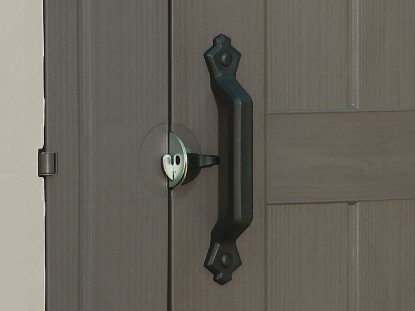 4 x 6  Plastic Garden Storage Shed, All-Weather Outdoor Storage Solution Shed, Includes Plastic Floor, Strong Structure & Maintenance-Free Vinyl Shed《NO8》