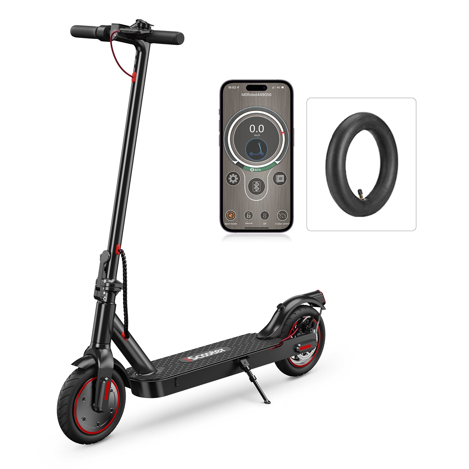 iScooter adult electric scooter, 40-45 km range, 3 speed modes, LCD display, dual brake system