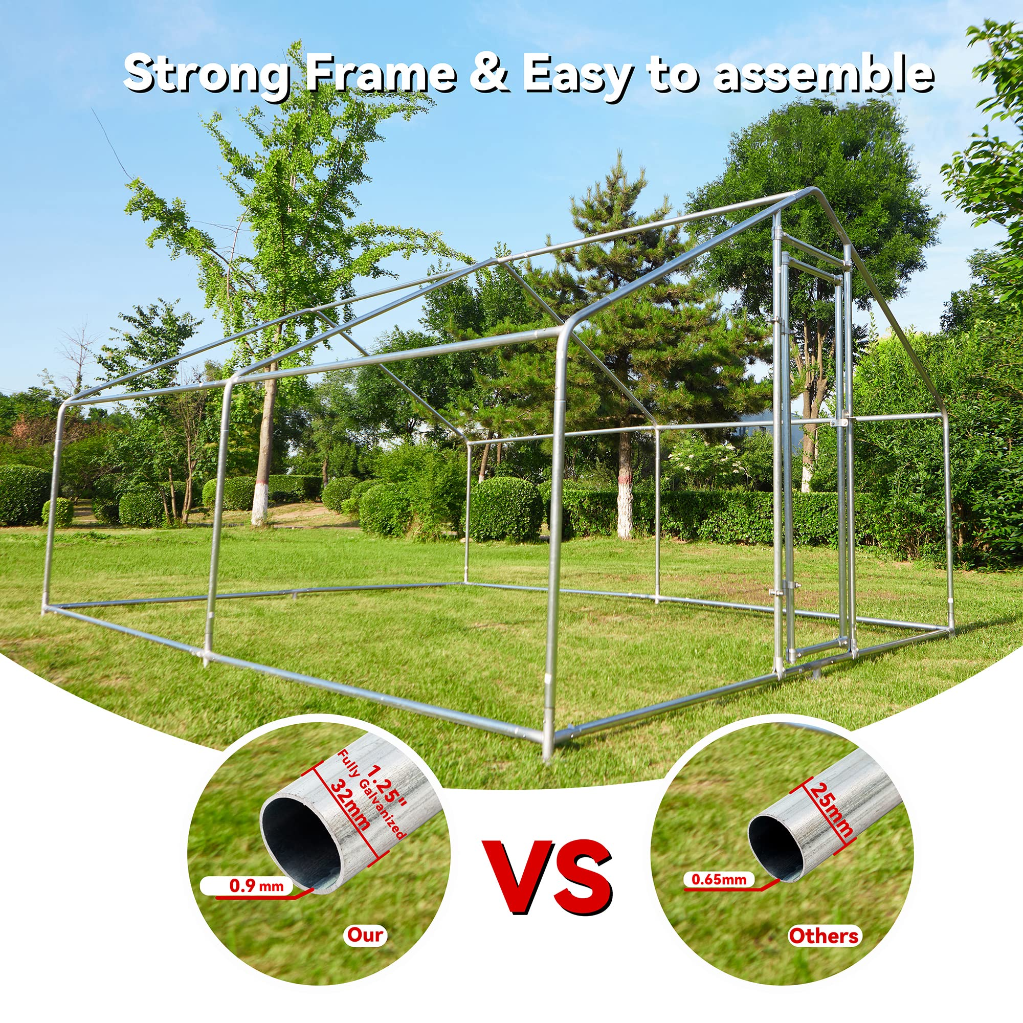 【Home&Garden】Large Metal Chicken Coops for 10 Chickens for Protection & Exercise Space, Walk-in Poultry Cage