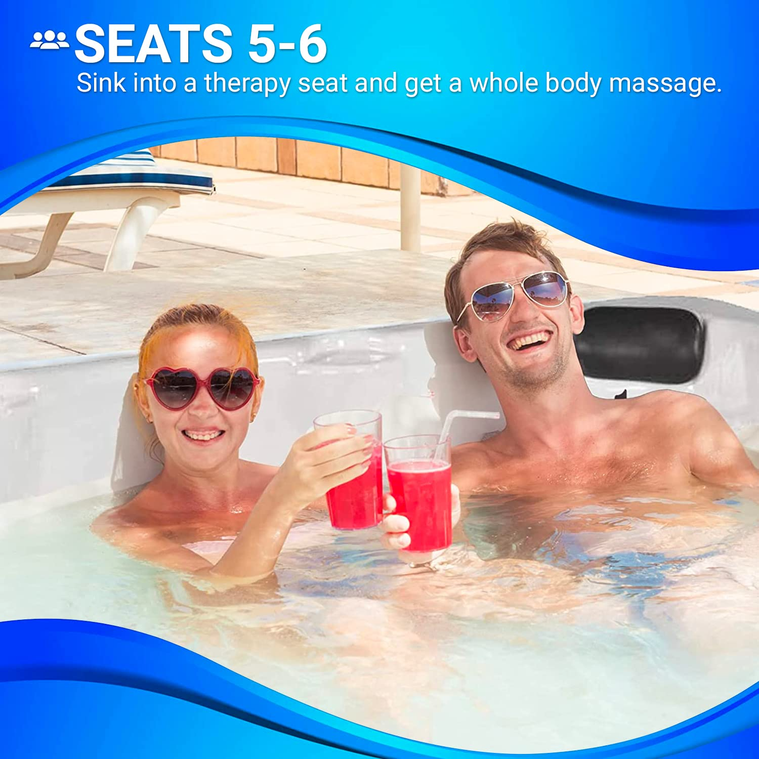 【Sports&Outdoors】40-Jet Edgewater EX Hot Tubs, Seats 5-6, with Lounger, Driftwood