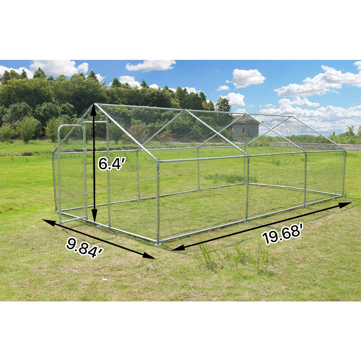【Home&Garden】Large Metal Chicken Coop Walk-in Poultry Cage Hen Run House Rabbits Habitat Cage(10'Lx20'Wx6.4'H)