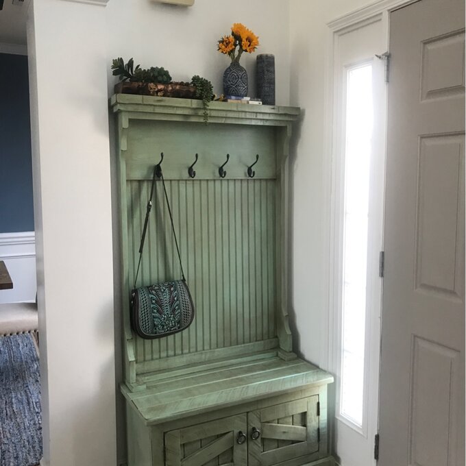 【Furniture】Kinley 37.5'' Wide Solid Wood Hall Tree with Bench and Shoe Storage