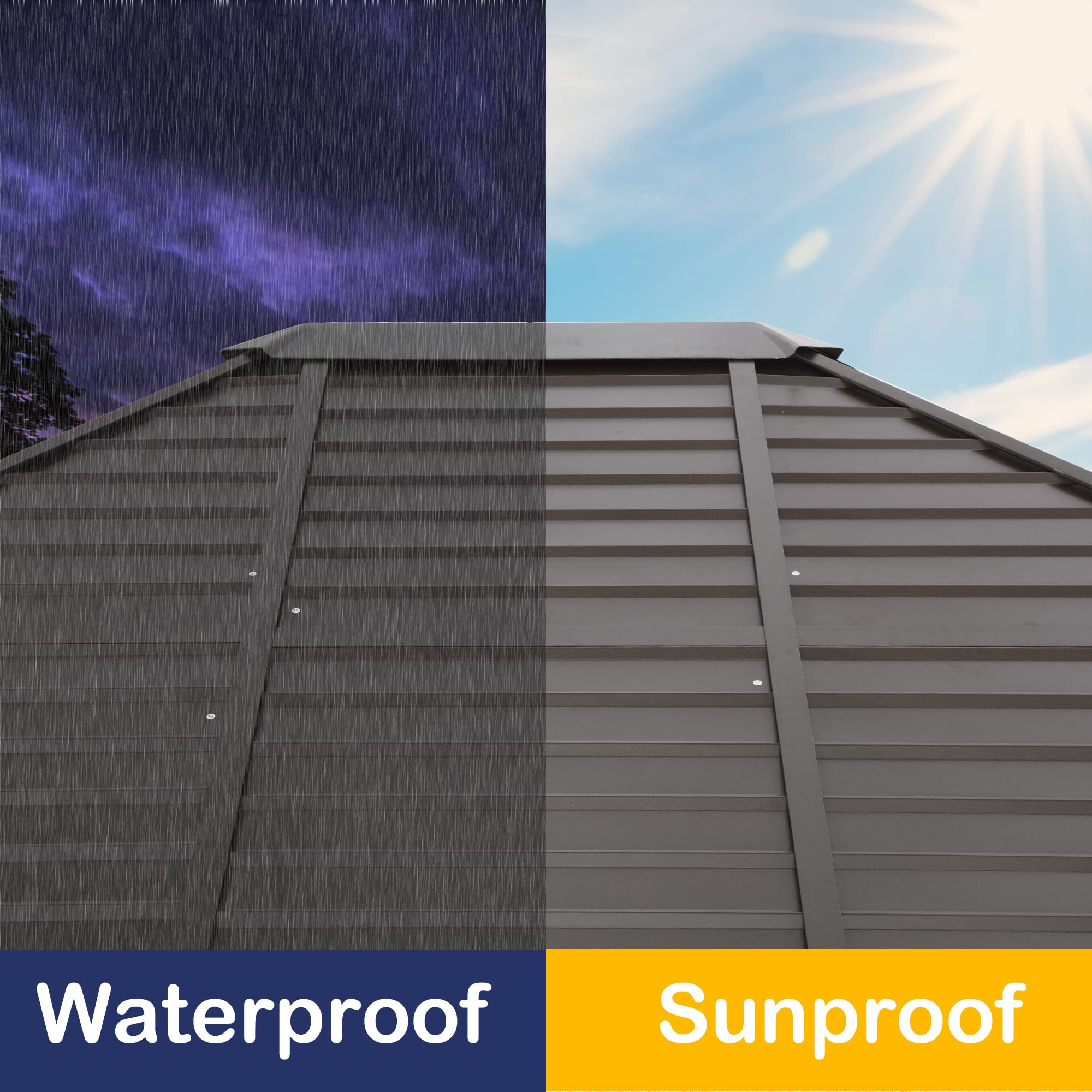 【Gazebo】10'x12' Patio Hardtop Gazebo with Fully Enclosed Zip Curtains & Breathable Mesh