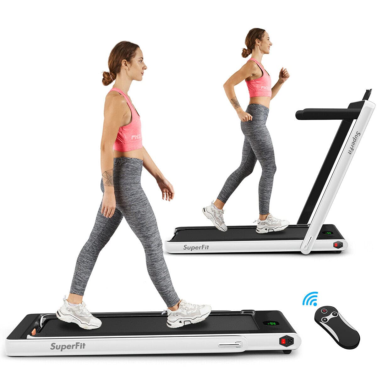 【Sports&Outdoors】2 in 1 Folding Treadmill, 2.25HP Superfit Under Desk Electric Treadmill, Installation-Fre《NO8》