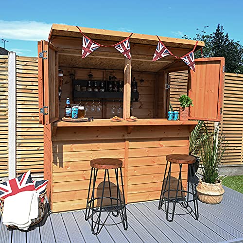 【Home&Garden】【BS】Outdoor Garden Bar, 6' x 3' Forest Wooden Shiplap Pent Garden Bar