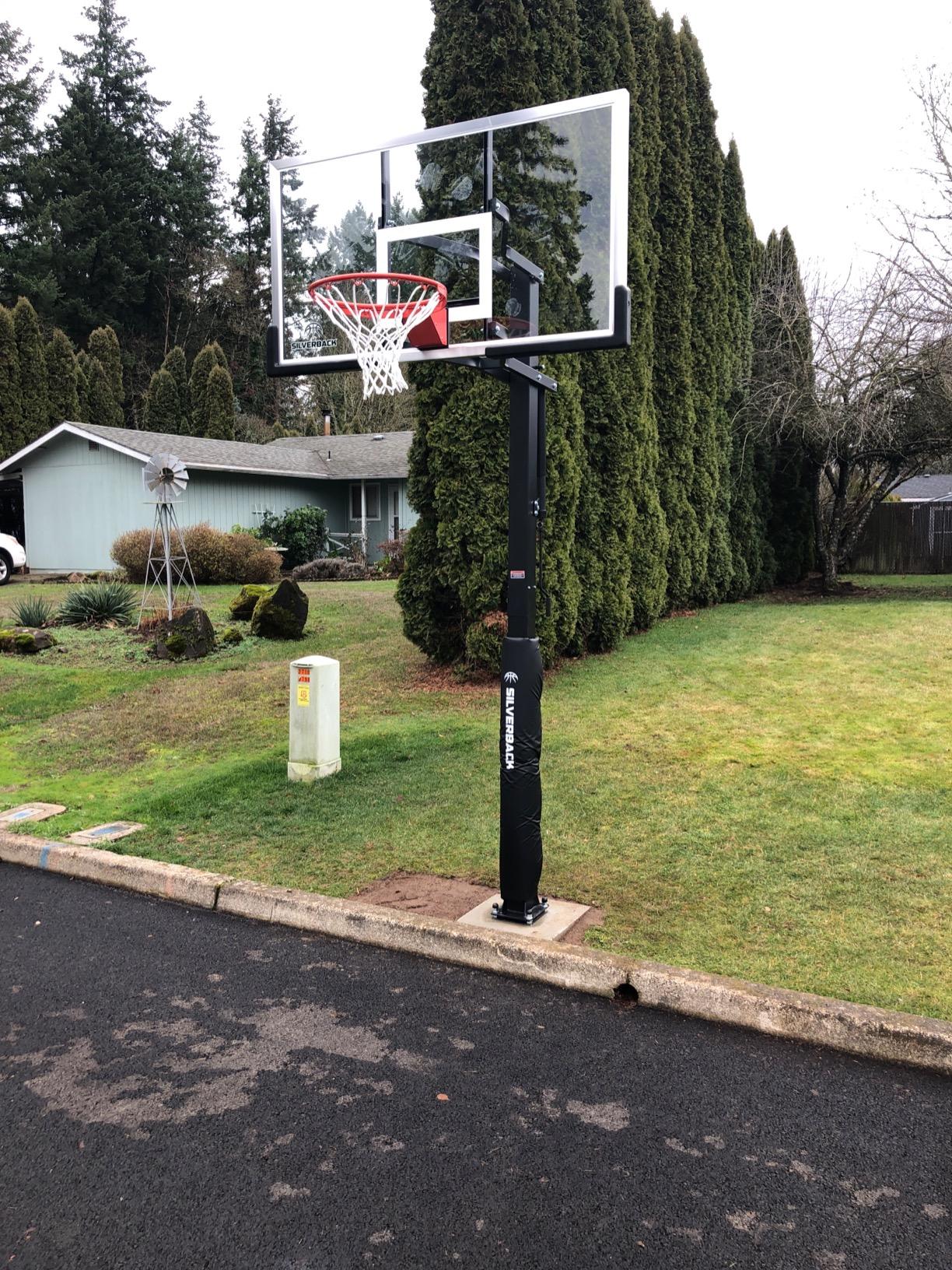 【Sports&Outdoors】Silverback In-Ground Basketball Hoop with Adjustable-Height Tempered Glass Basketball Goal Backboard