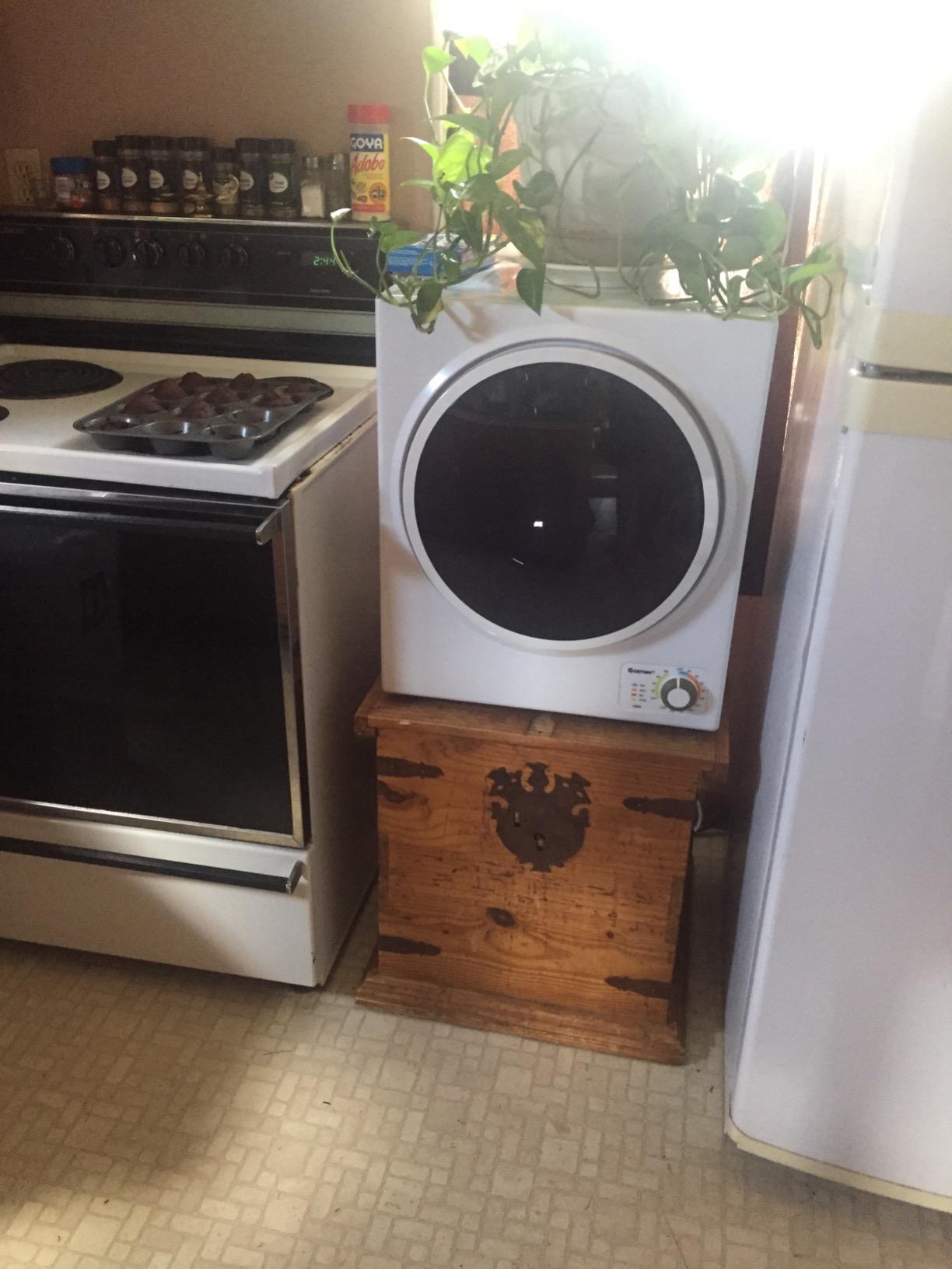 【Appliances】COSTWAY Compact Laundry Dryer, 110V Electric Portable Clothes Dryer with Stainless Steel Tub